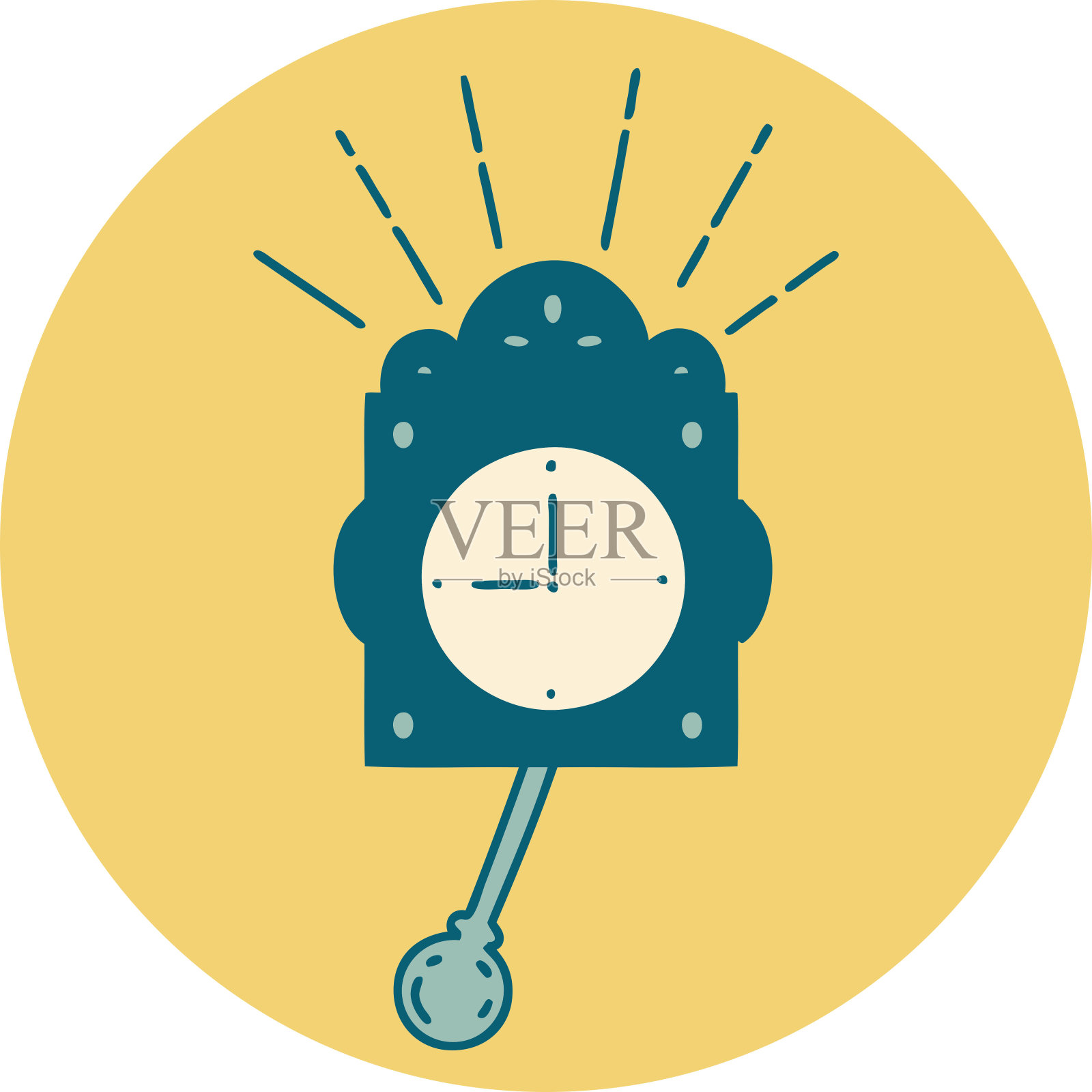 图标纹身风格滴答钟插画图片素材