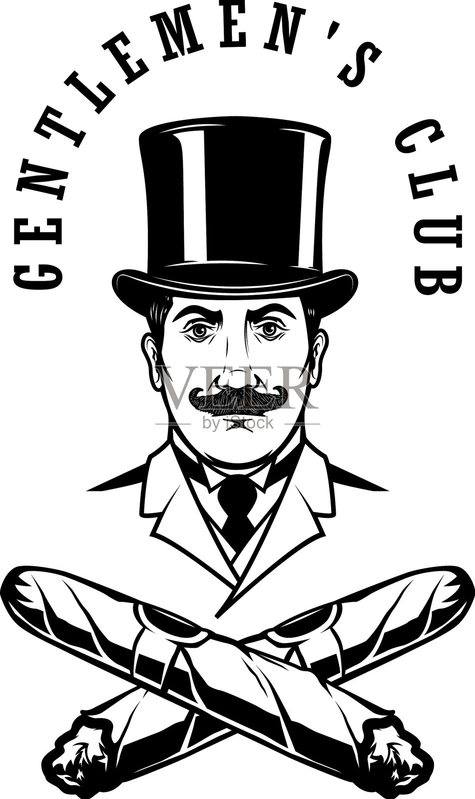 绅士俱乐部的绅士们拿着交叉的雪茄设计元素图片