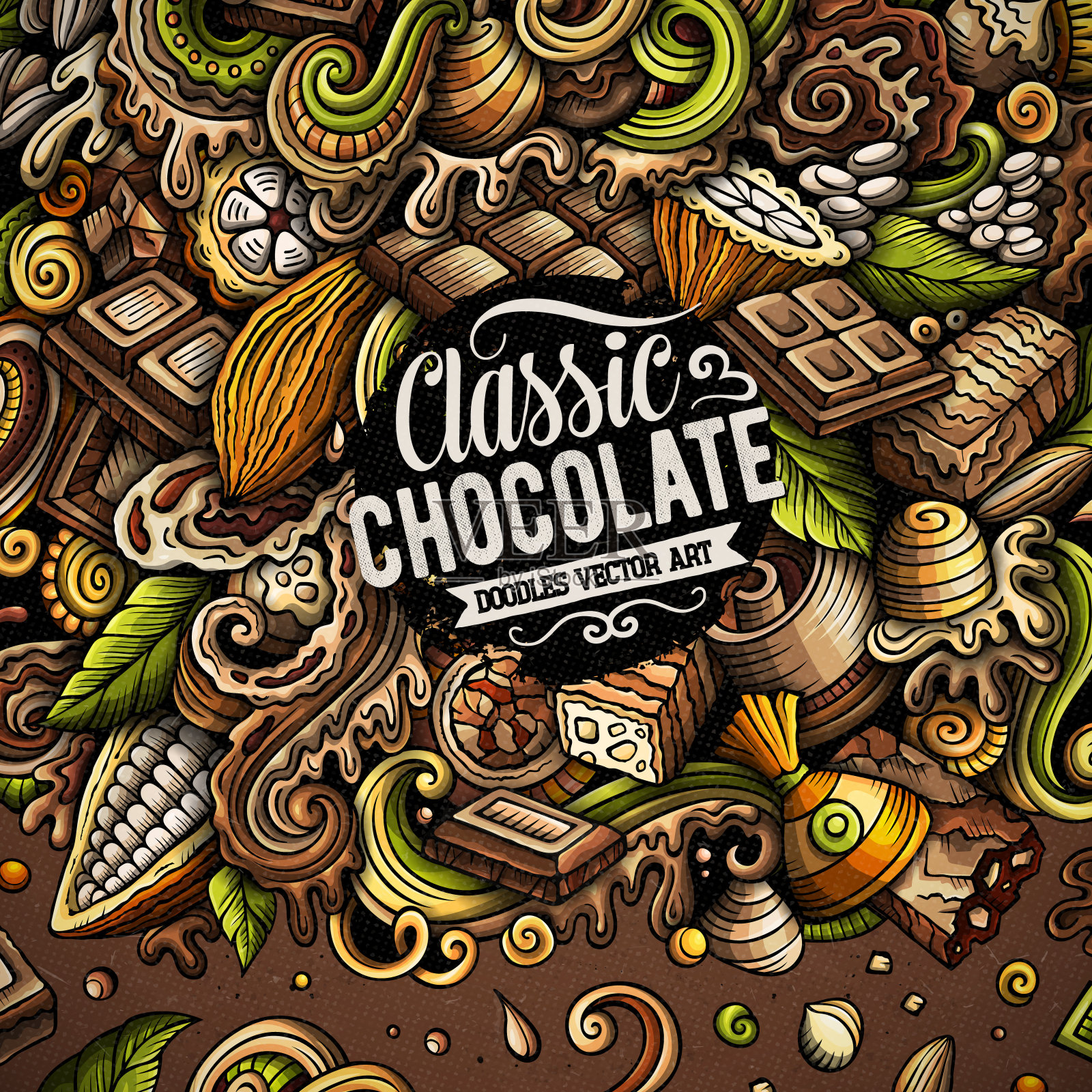巧克力手绘矢量涂鸦框架插画图片素材