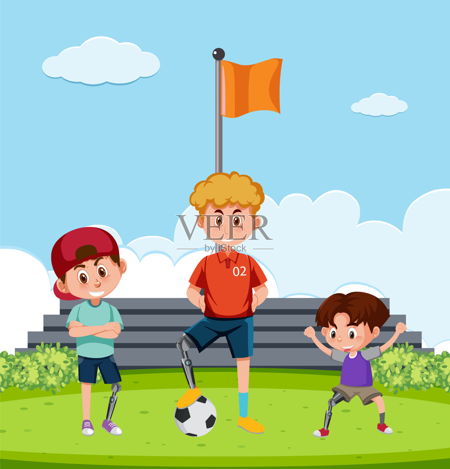 截肢者的人造身体部分概念插画图片素材