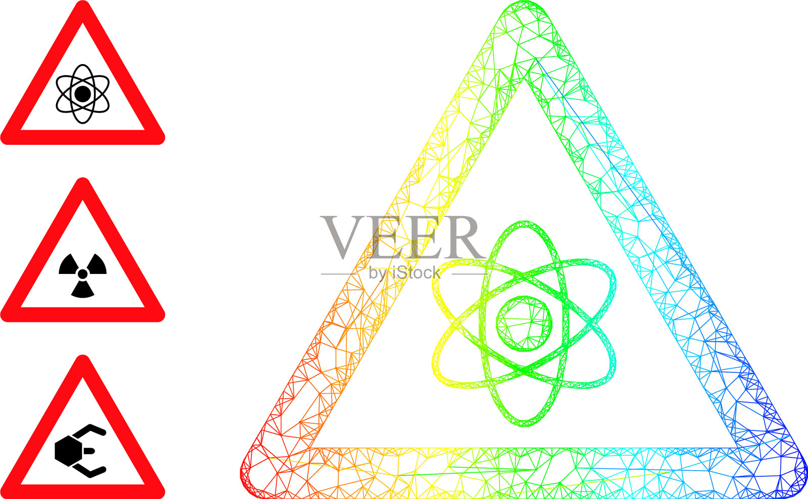 谱梯度网网格原子警告图标插画图片素材