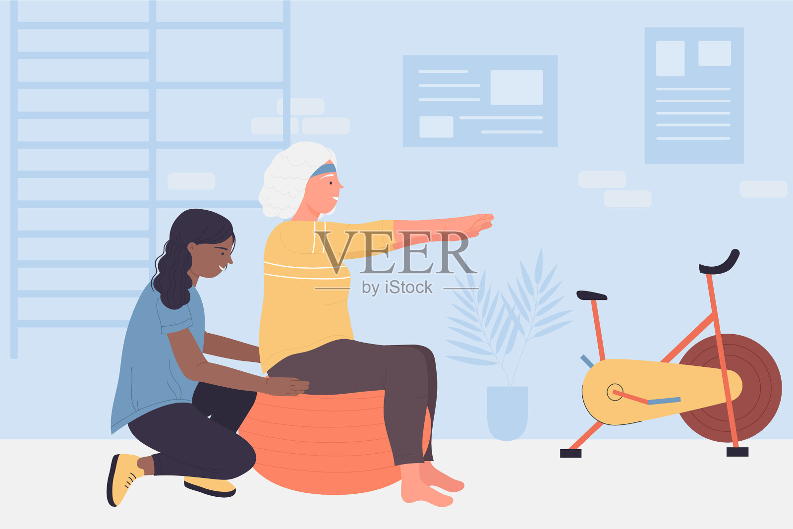 做康复计划的老年妇女插画图片素材