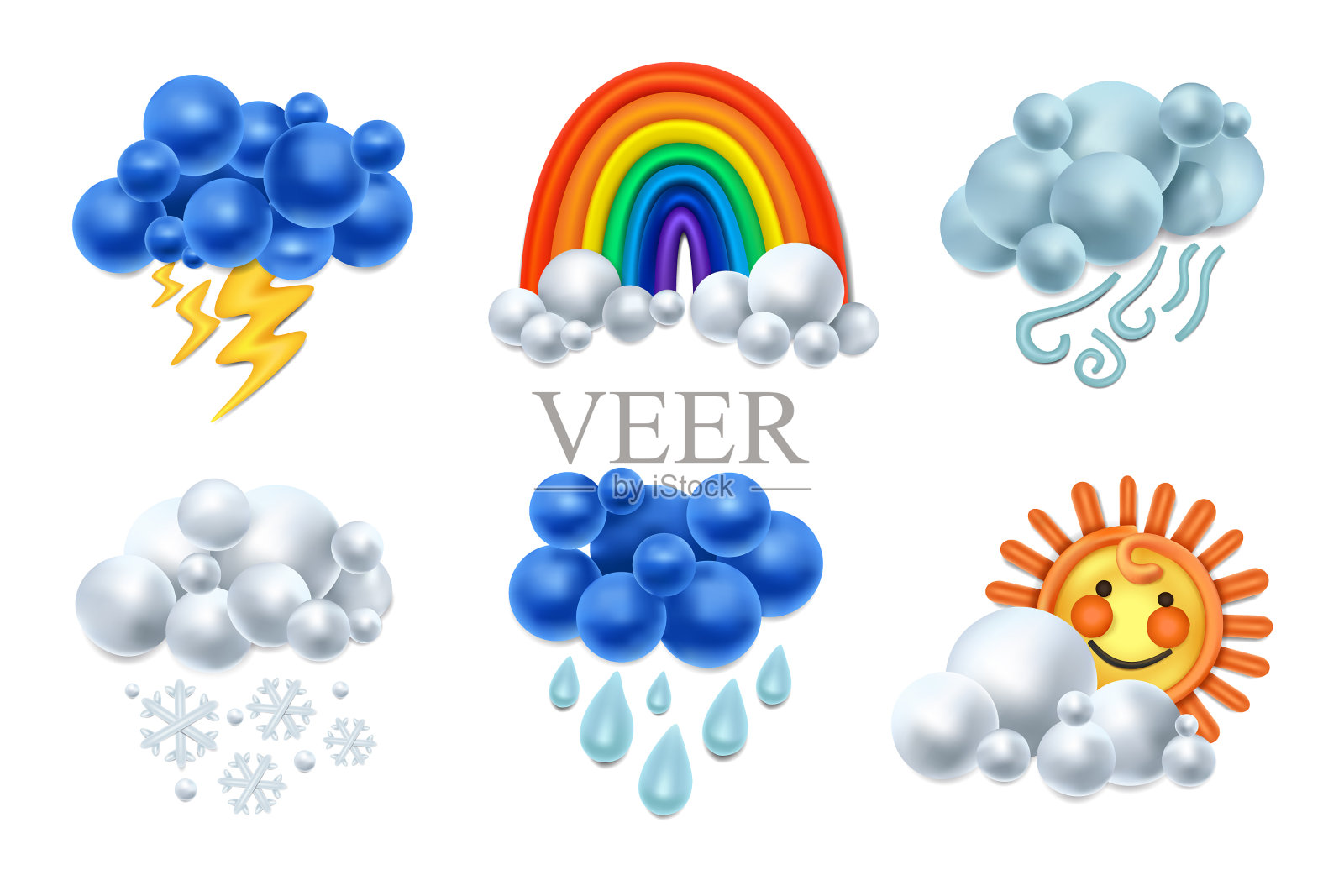 橡皮泥天气图标设置插画图片素材