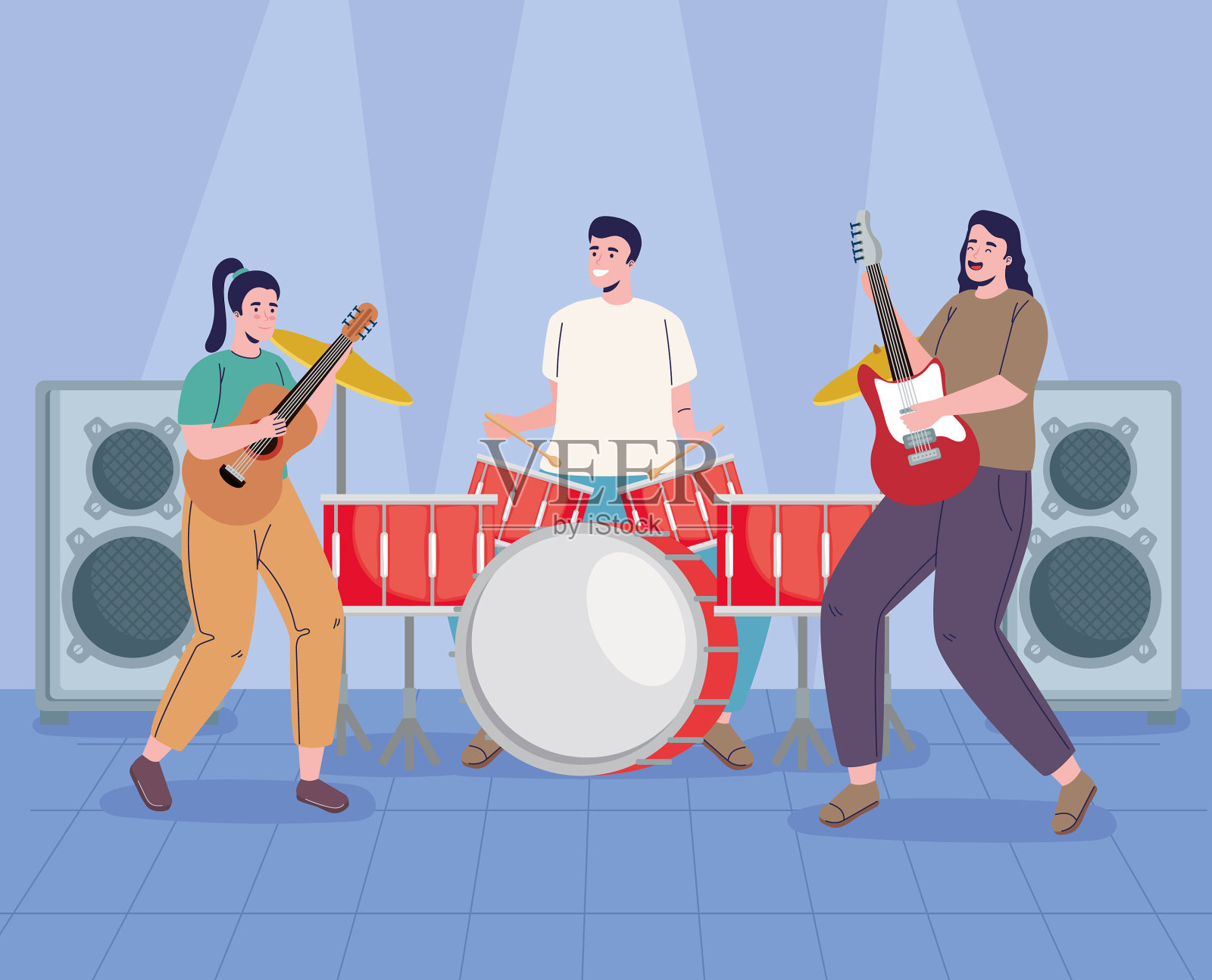 音乐会三名音乐家插画图片素材