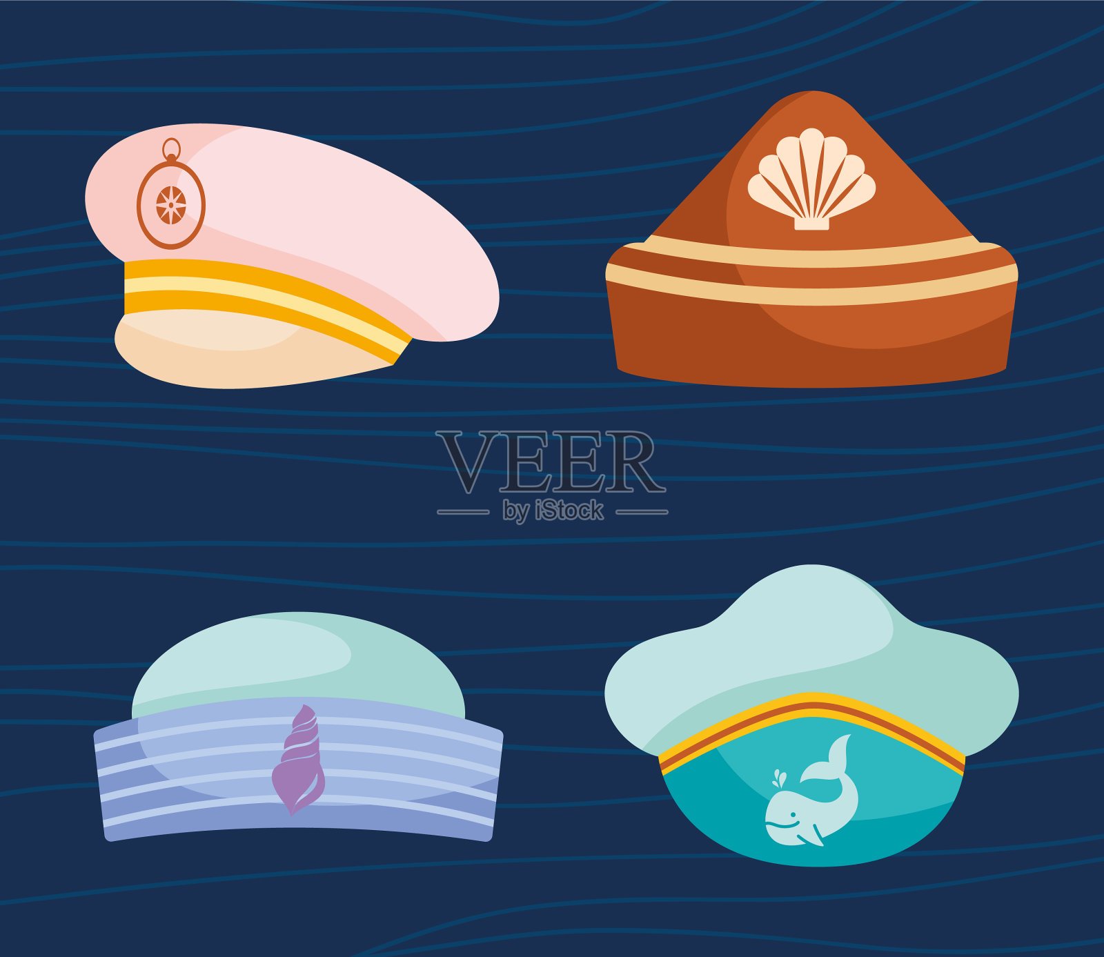 可爱的船长的帽子插画图片素材