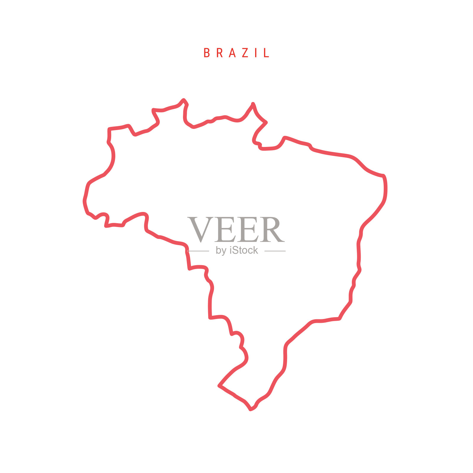 巴西可编辑大纲地图。矢量图插画图片素材
