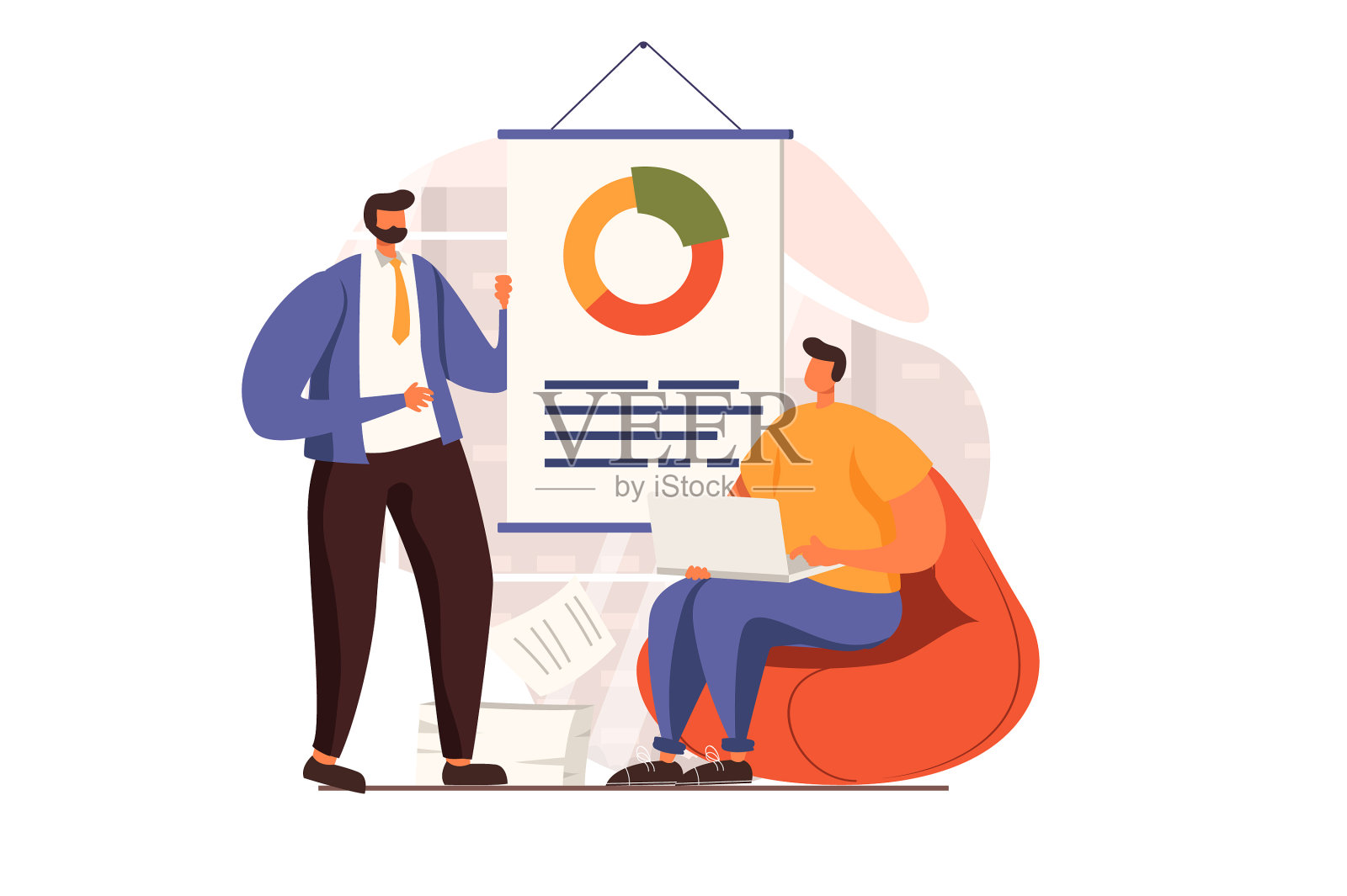 扁平化设计中的业务流程web概念设计元素图片