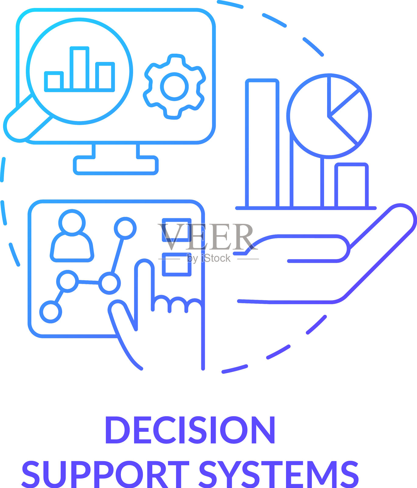决策支持系统蓝色梯度概念插画图片素材