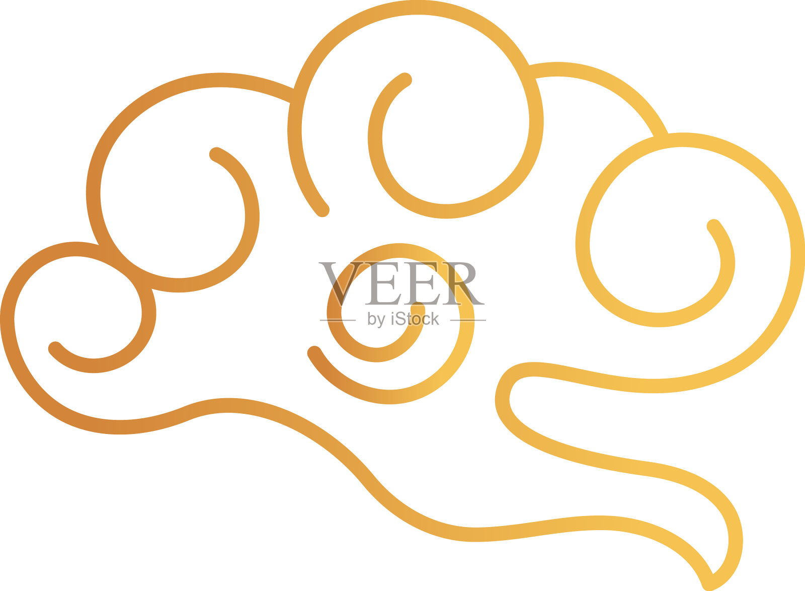 手绘墨云金线点缀设计元素图片