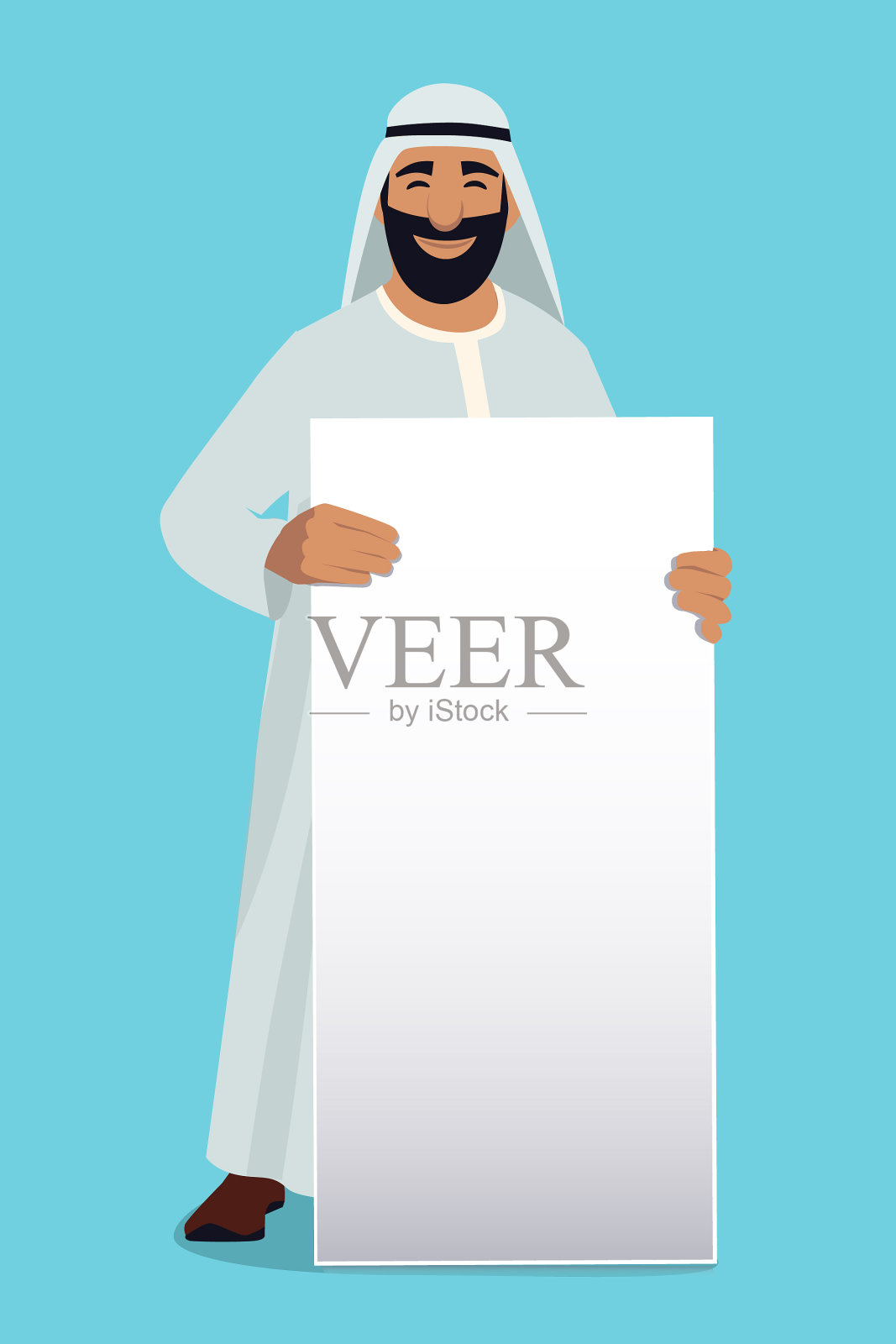 阿拉伯商人手中空空的白旗插画图片素材