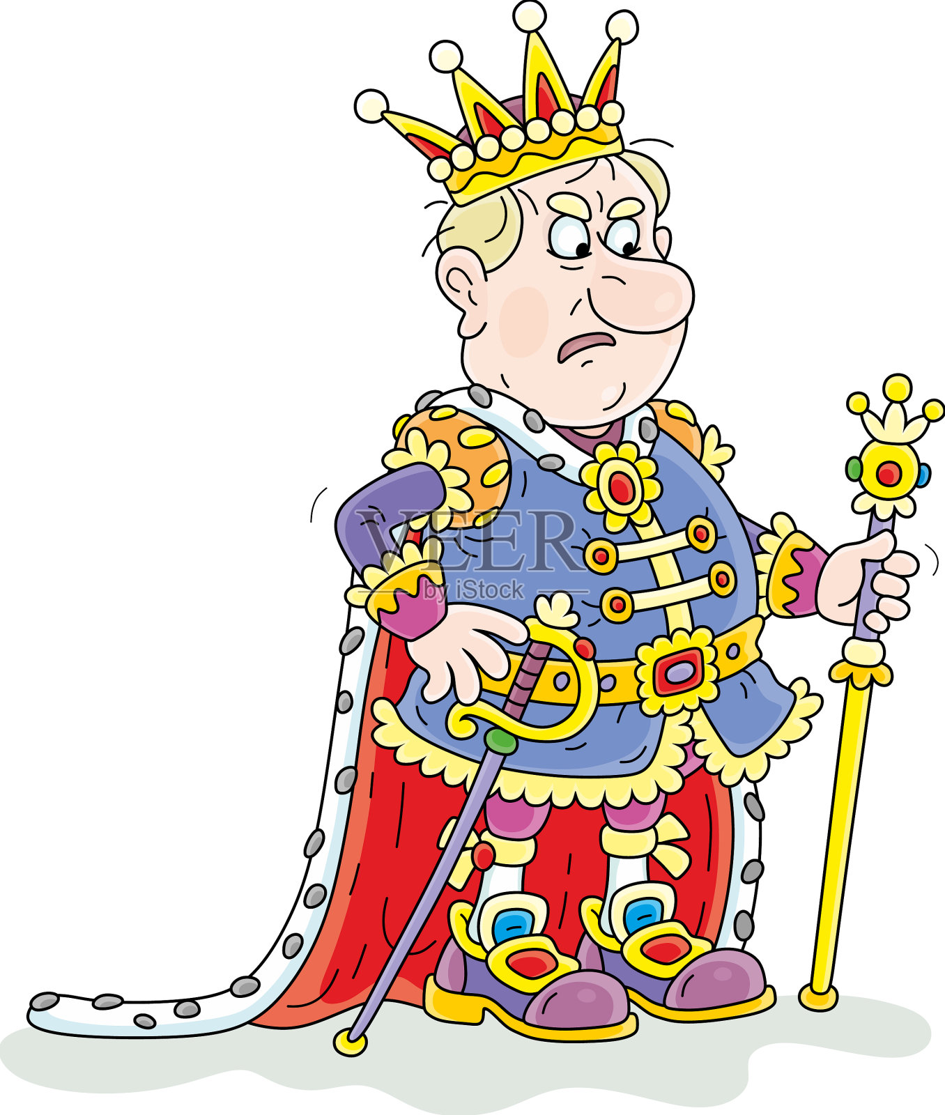 愤怒的国王穿着庄严的皇家服装设计元素图片