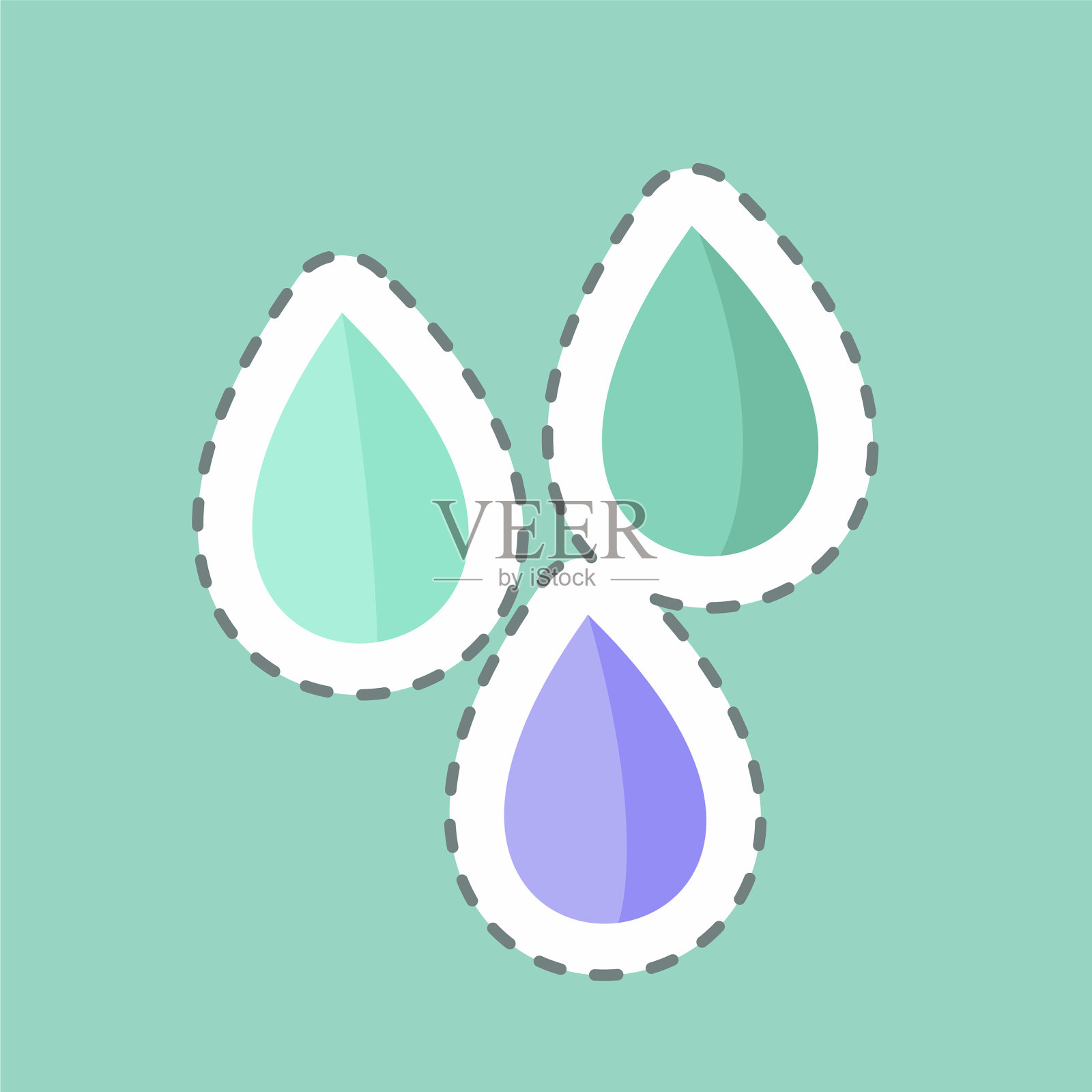 贴纸线剪小雨适合春天插画图片素材