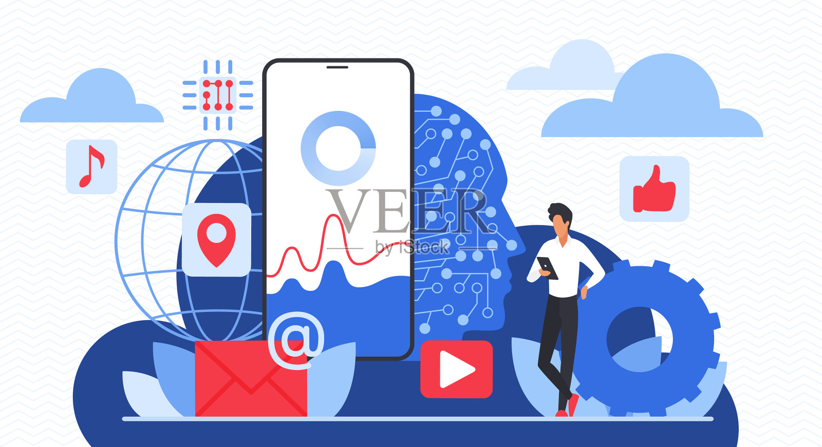 Ai智能科技小客户配智能手机设计元素图片