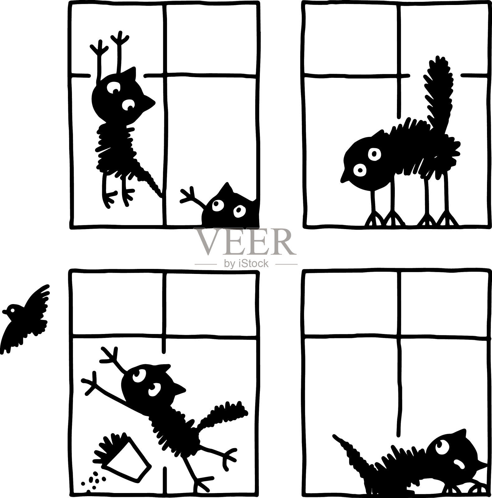 一套有趣的舒适可爱的各种猫有乐趣插画图片素材