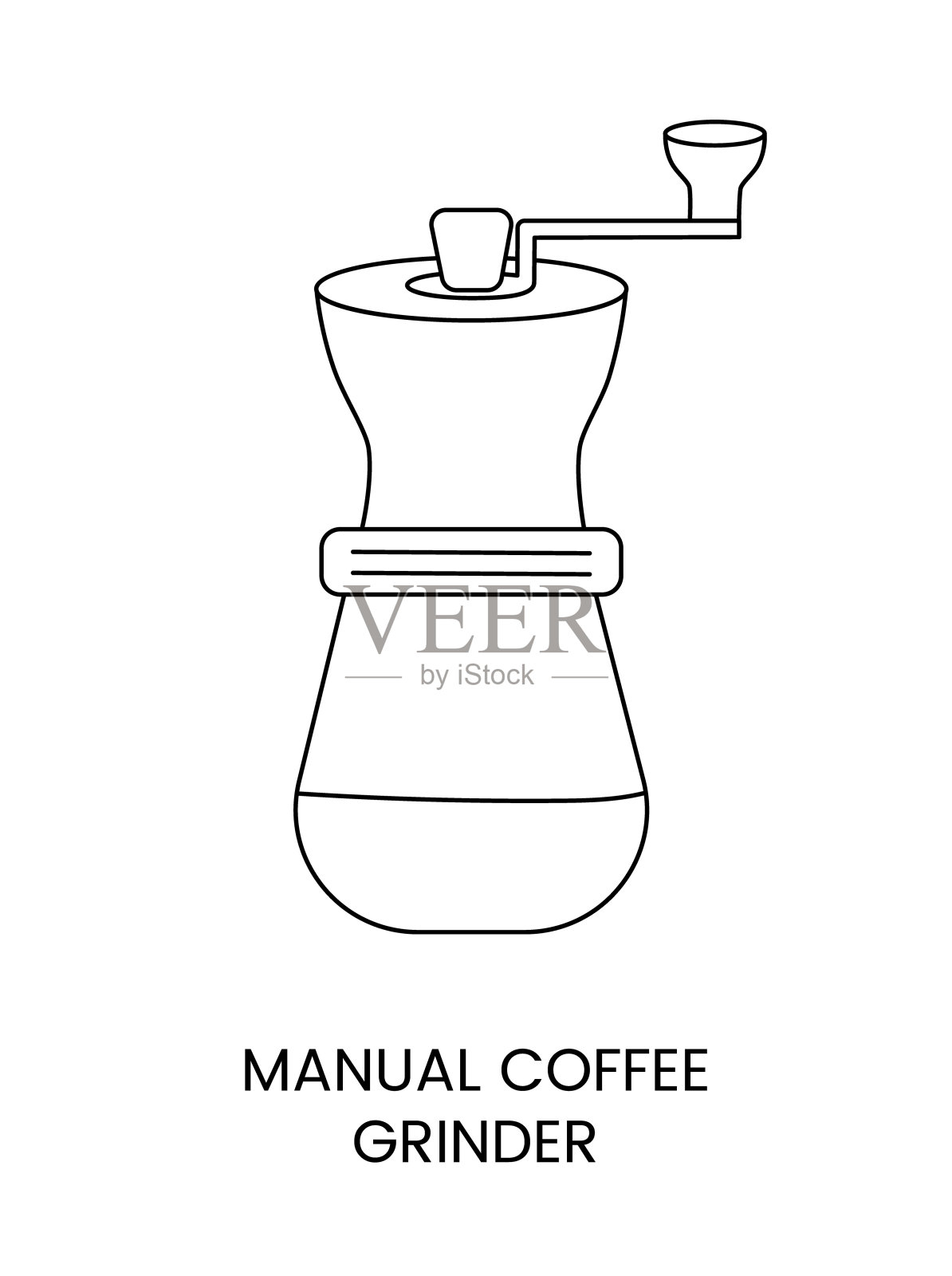 咖啡研磨机是一个线性矢量图标在黑色。插画图片素材