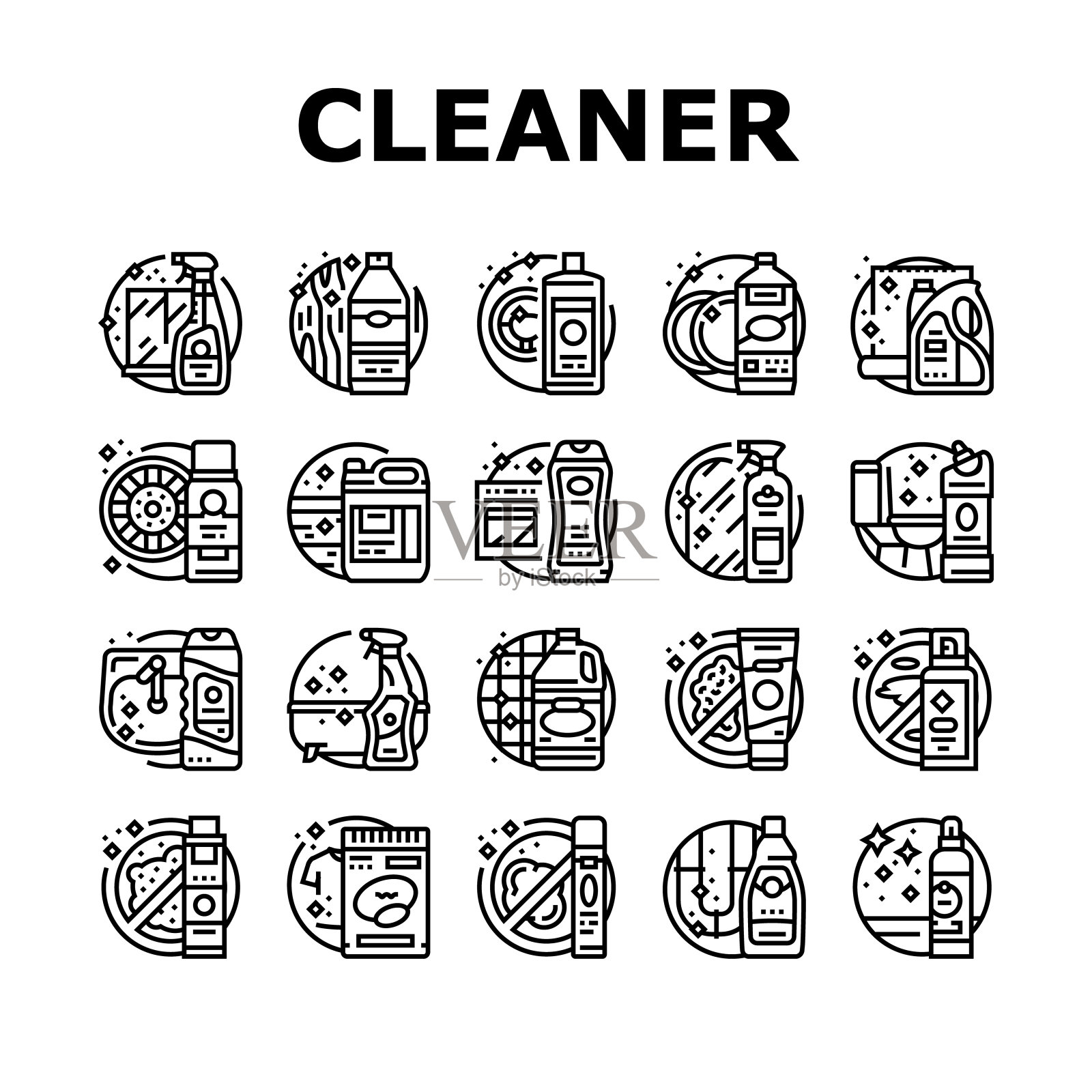 清洁剂清洁剂洗手图标集向量图标素材