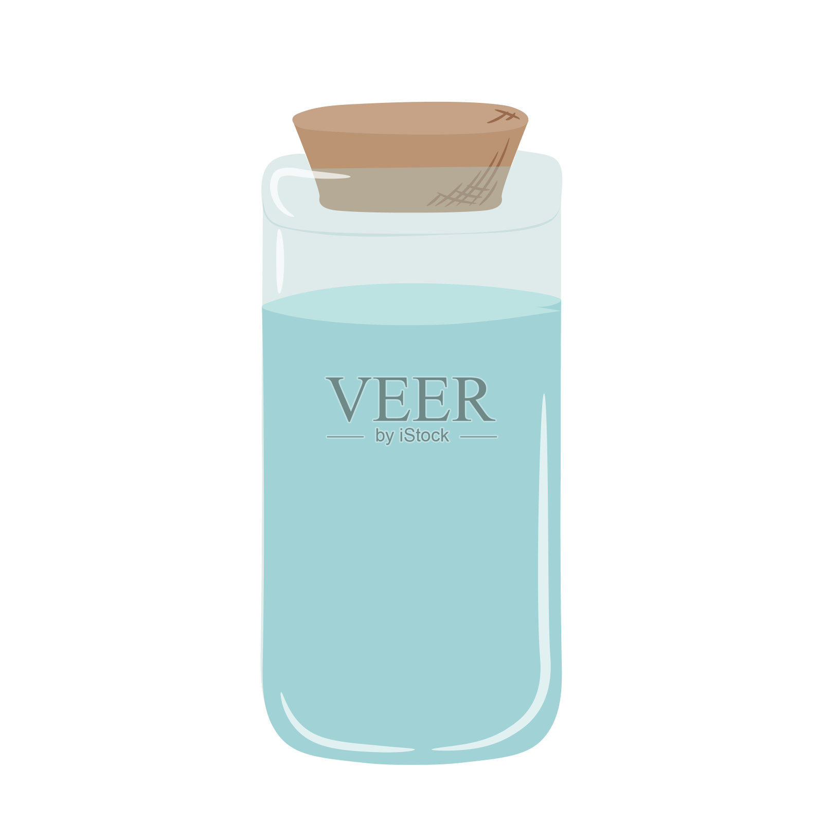 蓝色玻璃瓶塞插画图片素材