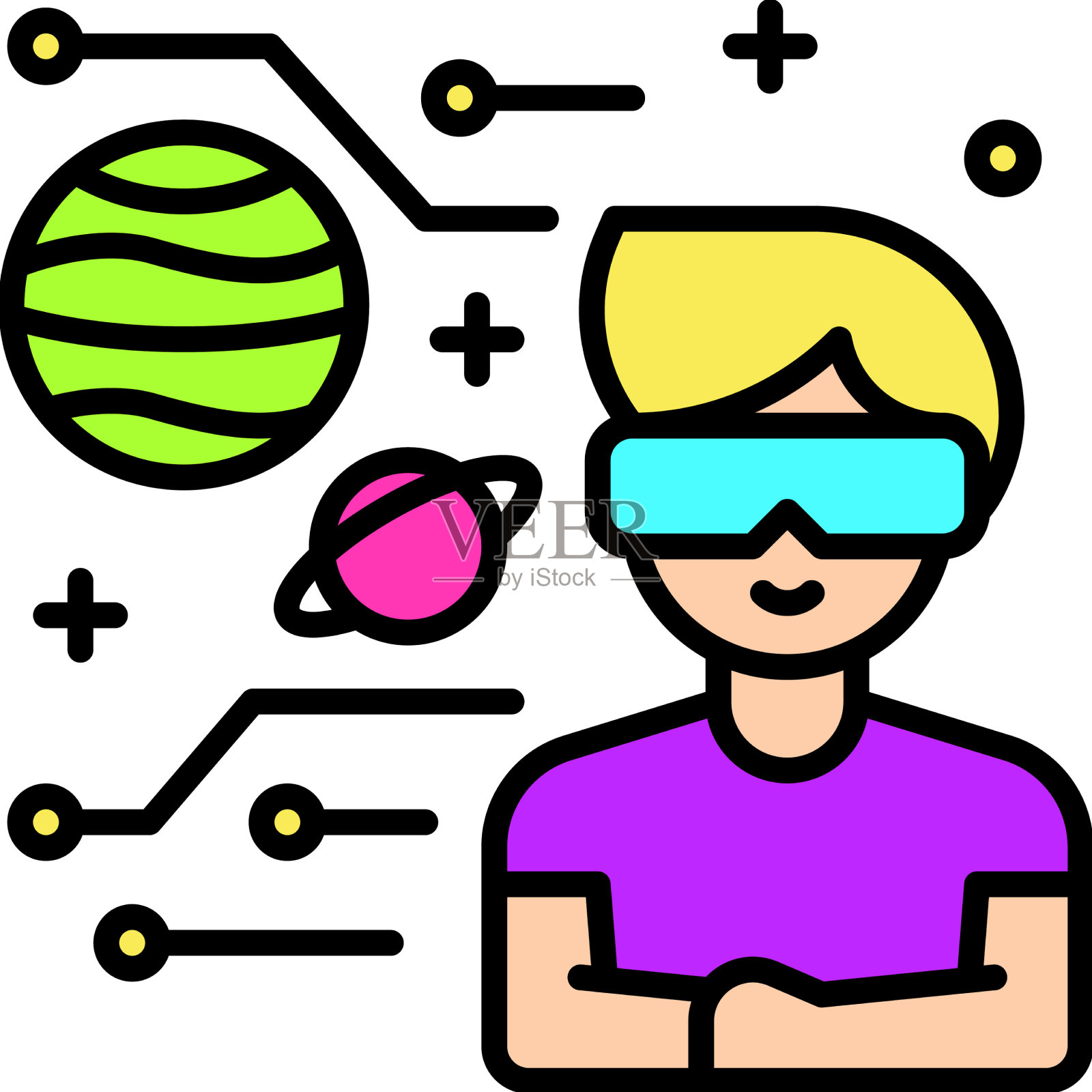 空间全息图图标元宇宙相关插画图片素材