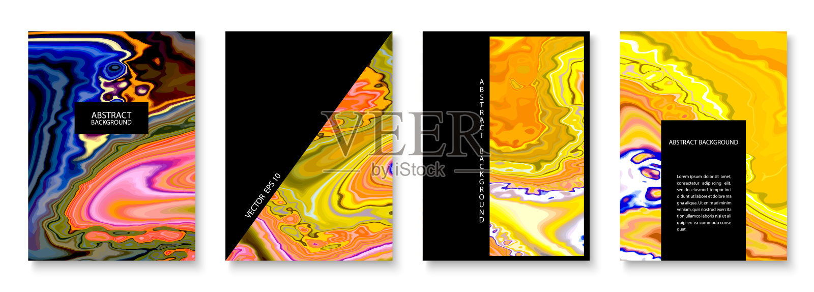 大理石花纹油漆艺术封面设计。丰富多彩的现实的纹理。奢华的背景。潮流图案,图形海报,几何小册子,明信片。矢量图插画图片素材