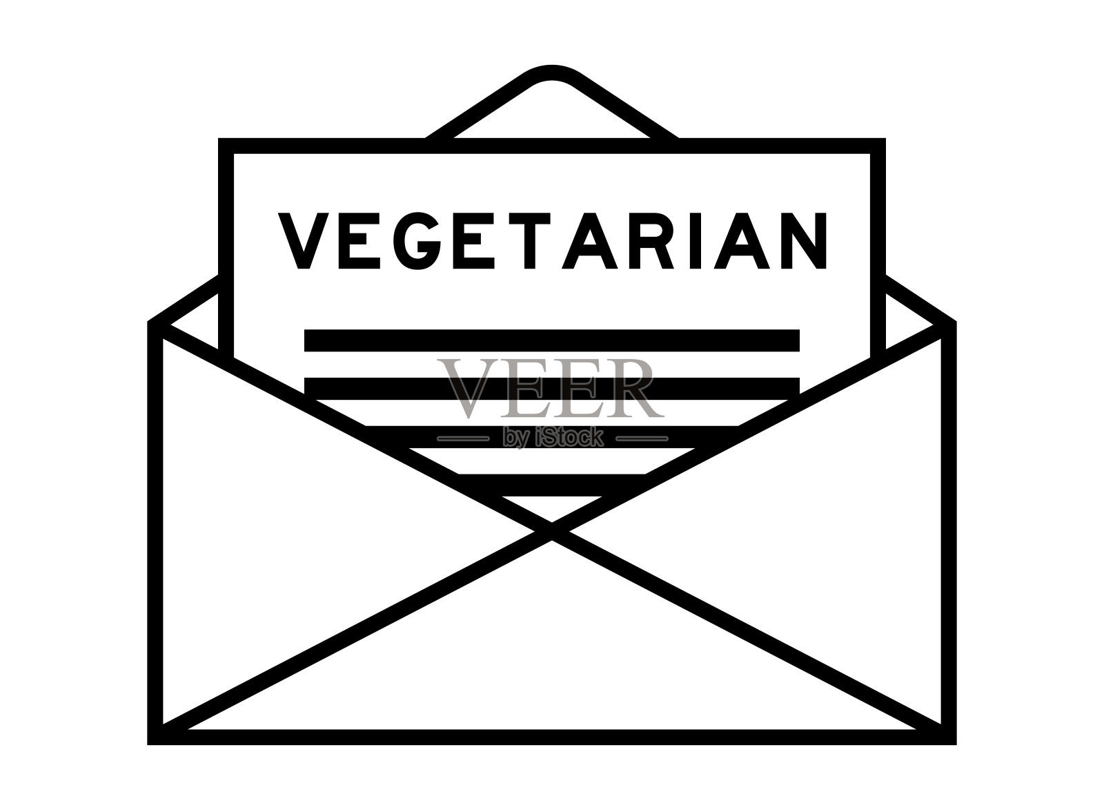 信封和信件签名,标题为“素食主义者”插画图片素材