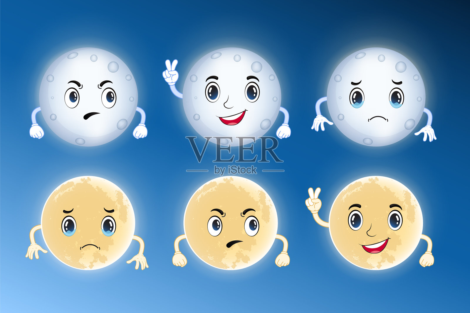 月亮收藏插画图片素材