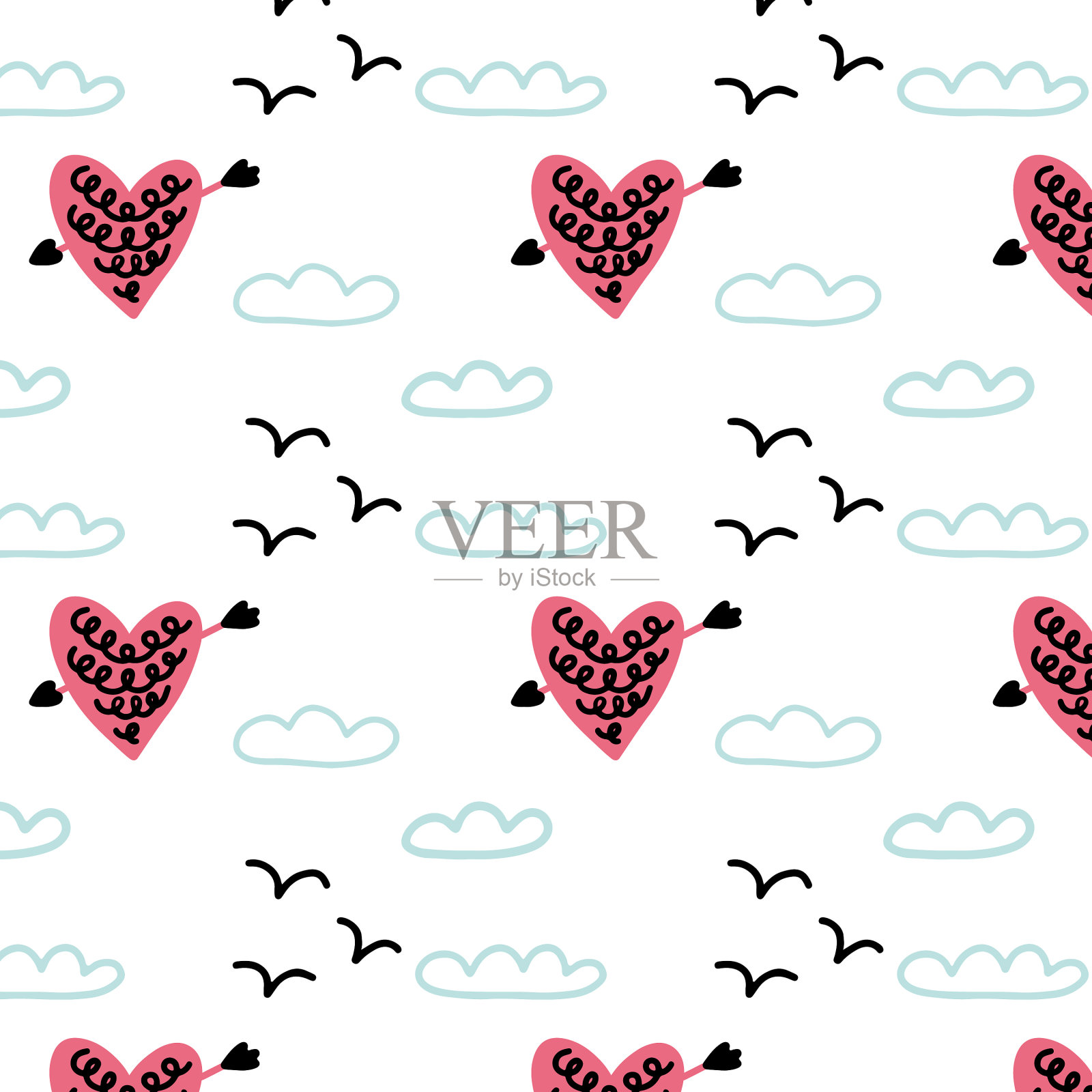 天衣无缝的图案射心,丘比特的箭射进去插画图片素材