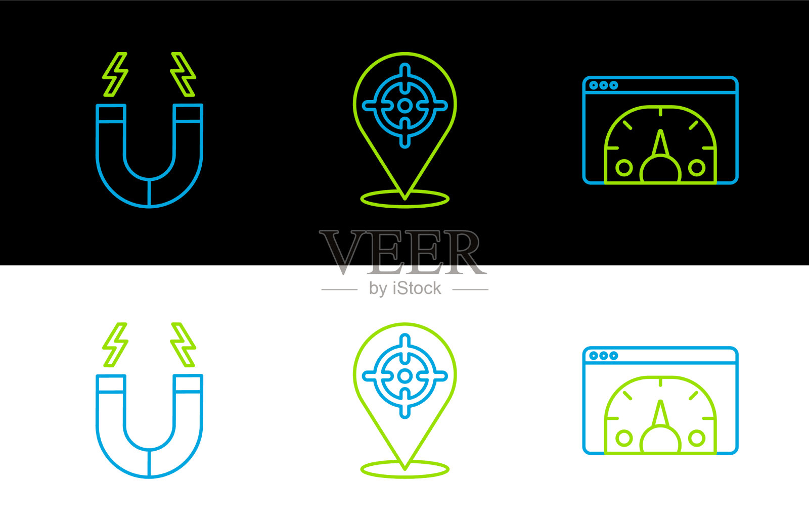 设置线网站统计磁铁和目标图标图标素材