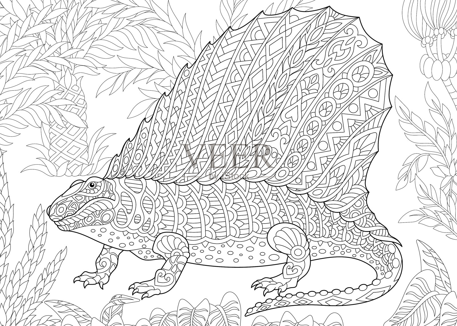 zentangle如此完好的恐龙插画图片素材