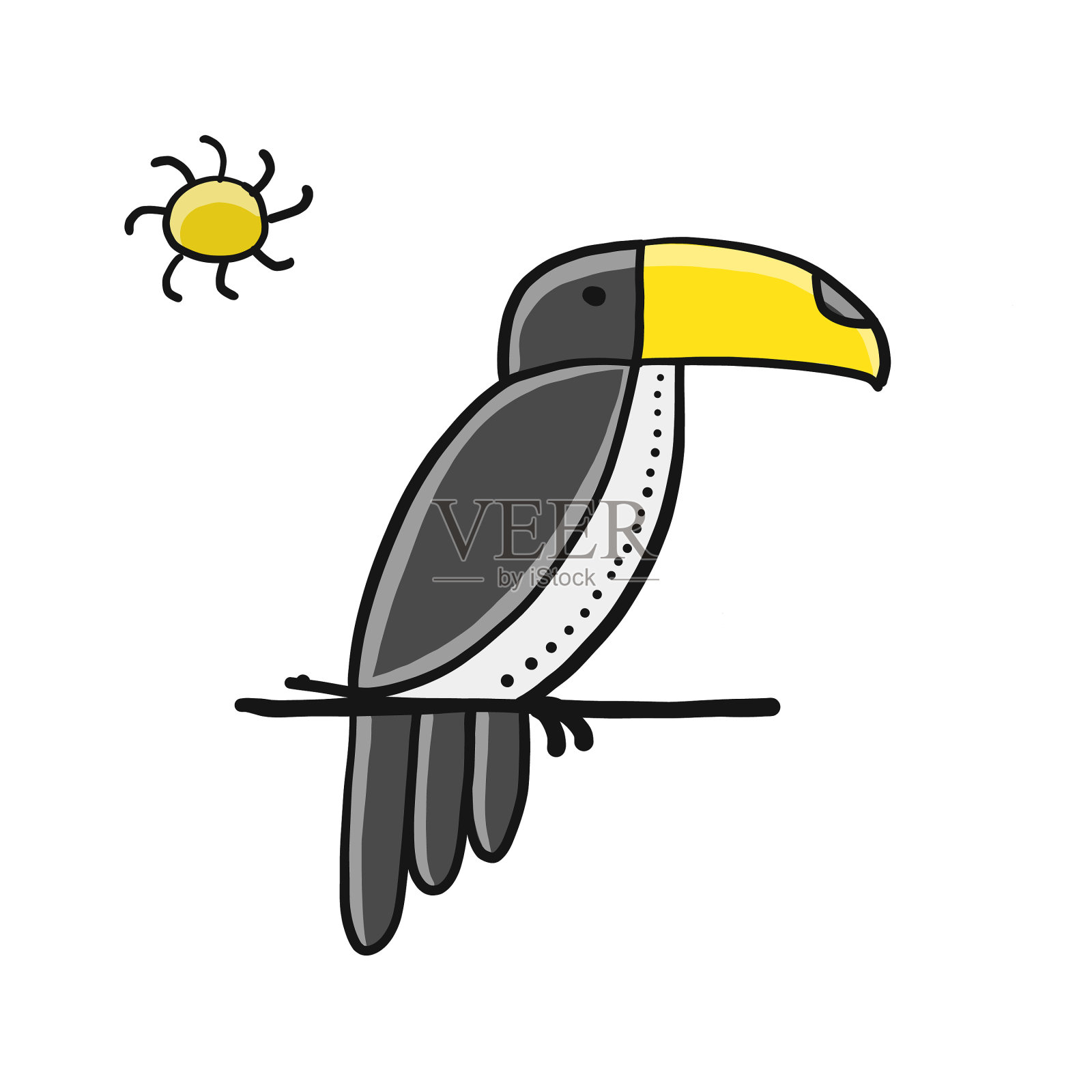 巨嘴鸟天堂热带鸟孤立在白色设计元素图片