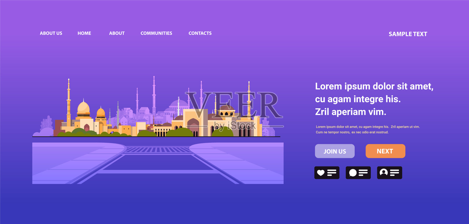 纳巴威清真寺建筑建筑外观插画图片素材