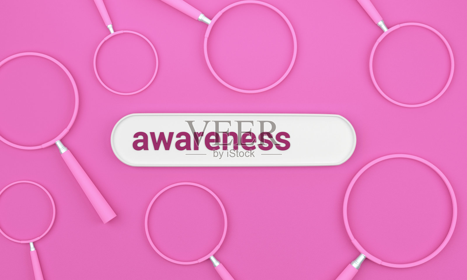 意识被写在粉色背景的白色搜索栏中。照片摄影图片