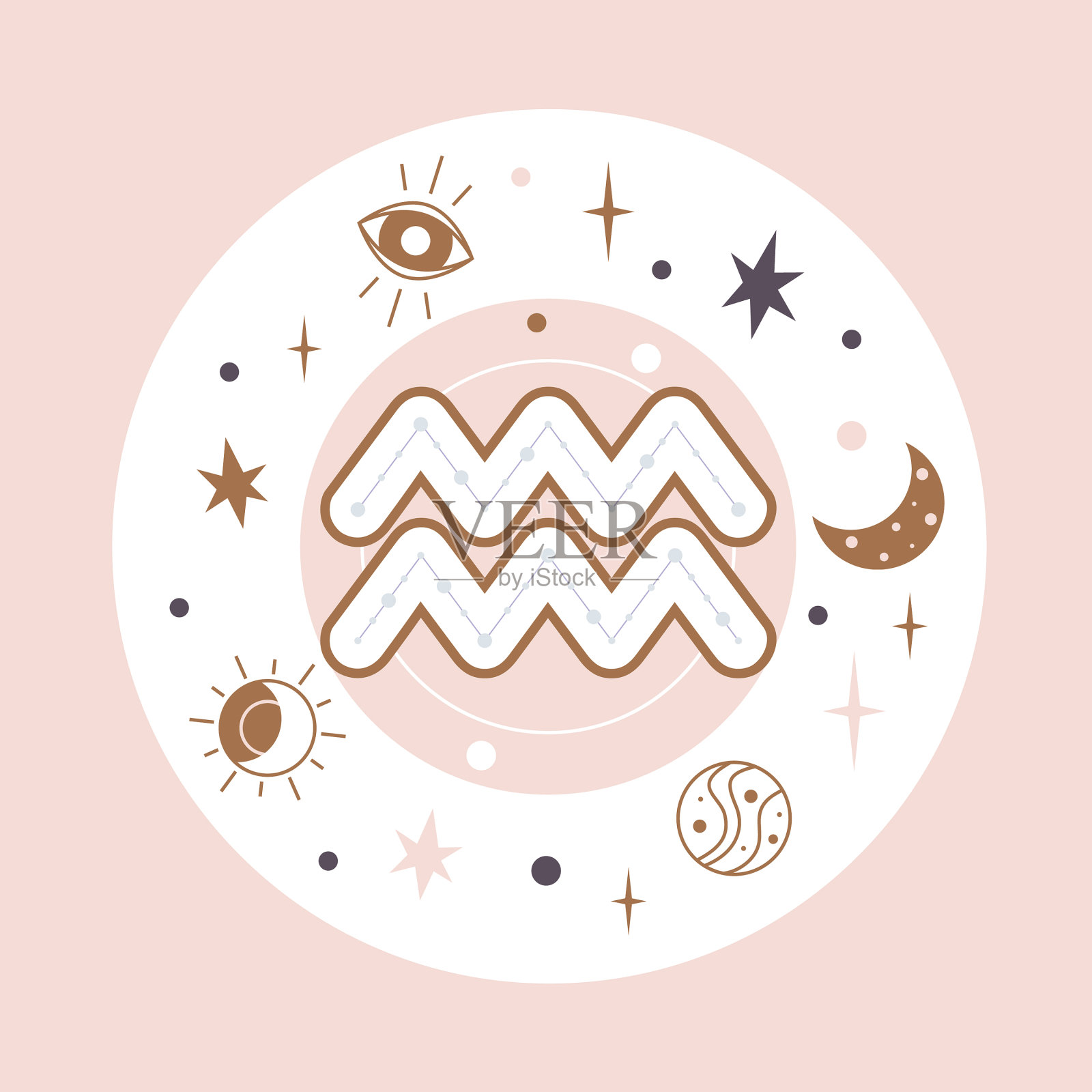 水瓶座星座——十二宫占星术插画图片素材