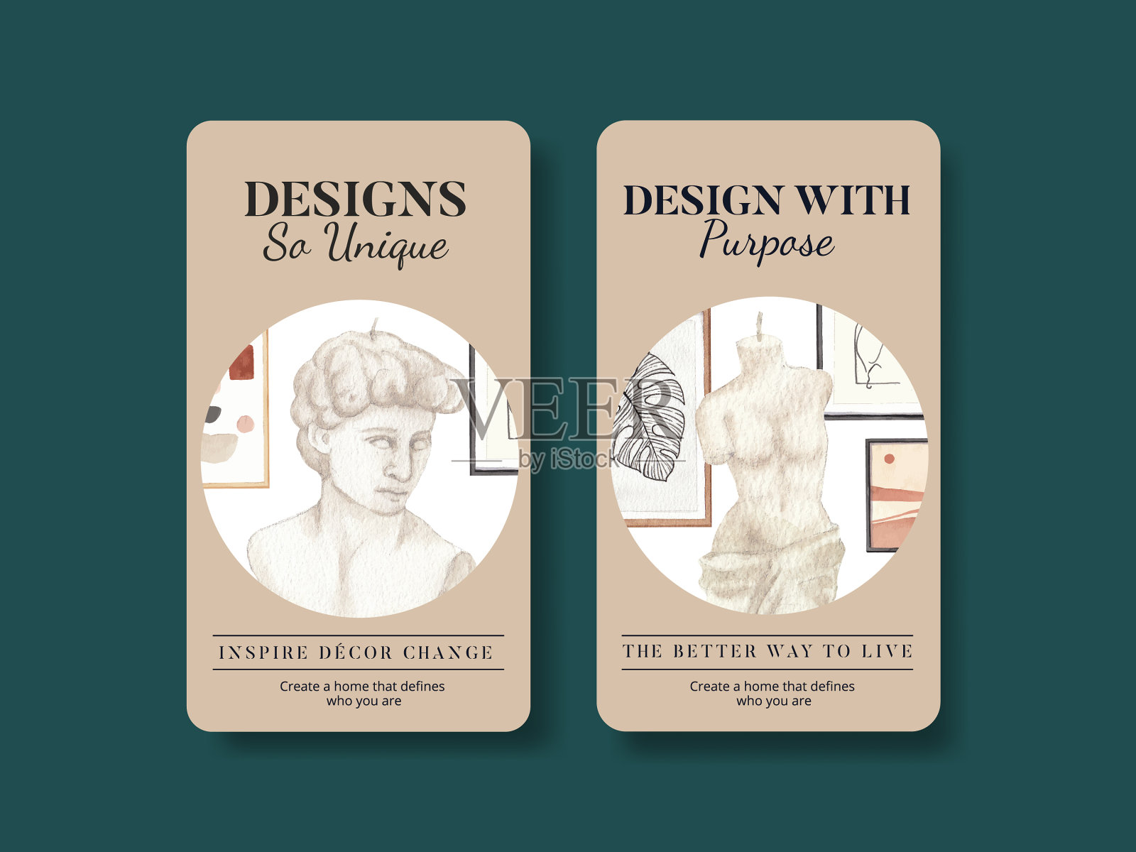 Instagram模板与北欧古董家插画图片素材