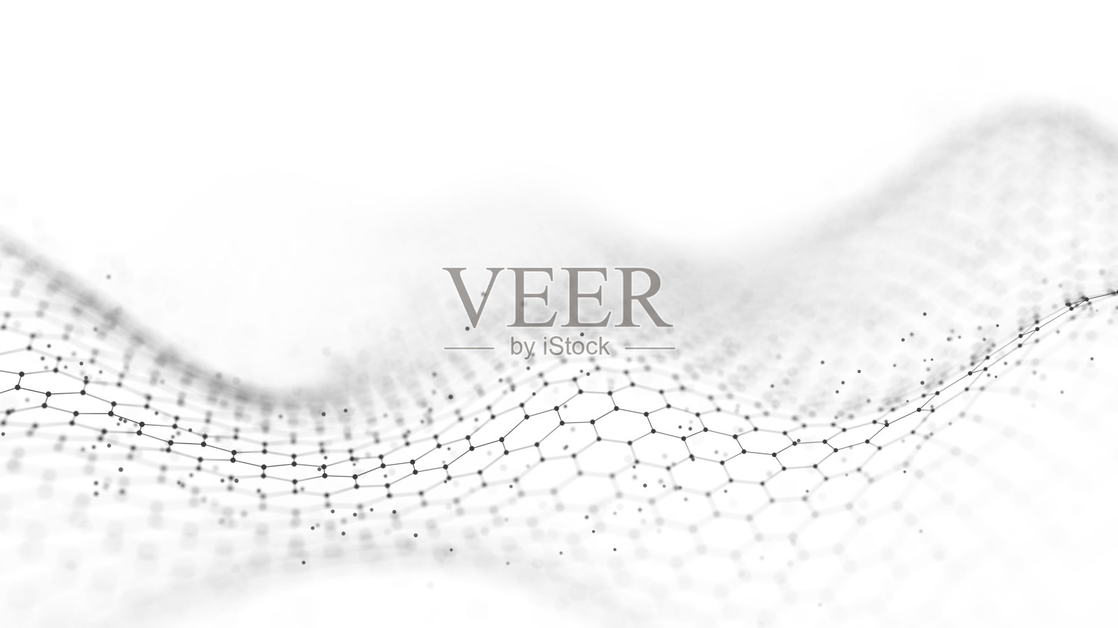 波浪在黑色和白色。大数据可视化。带有交错点的抽象背景。3 d渲染。照片摄影图片