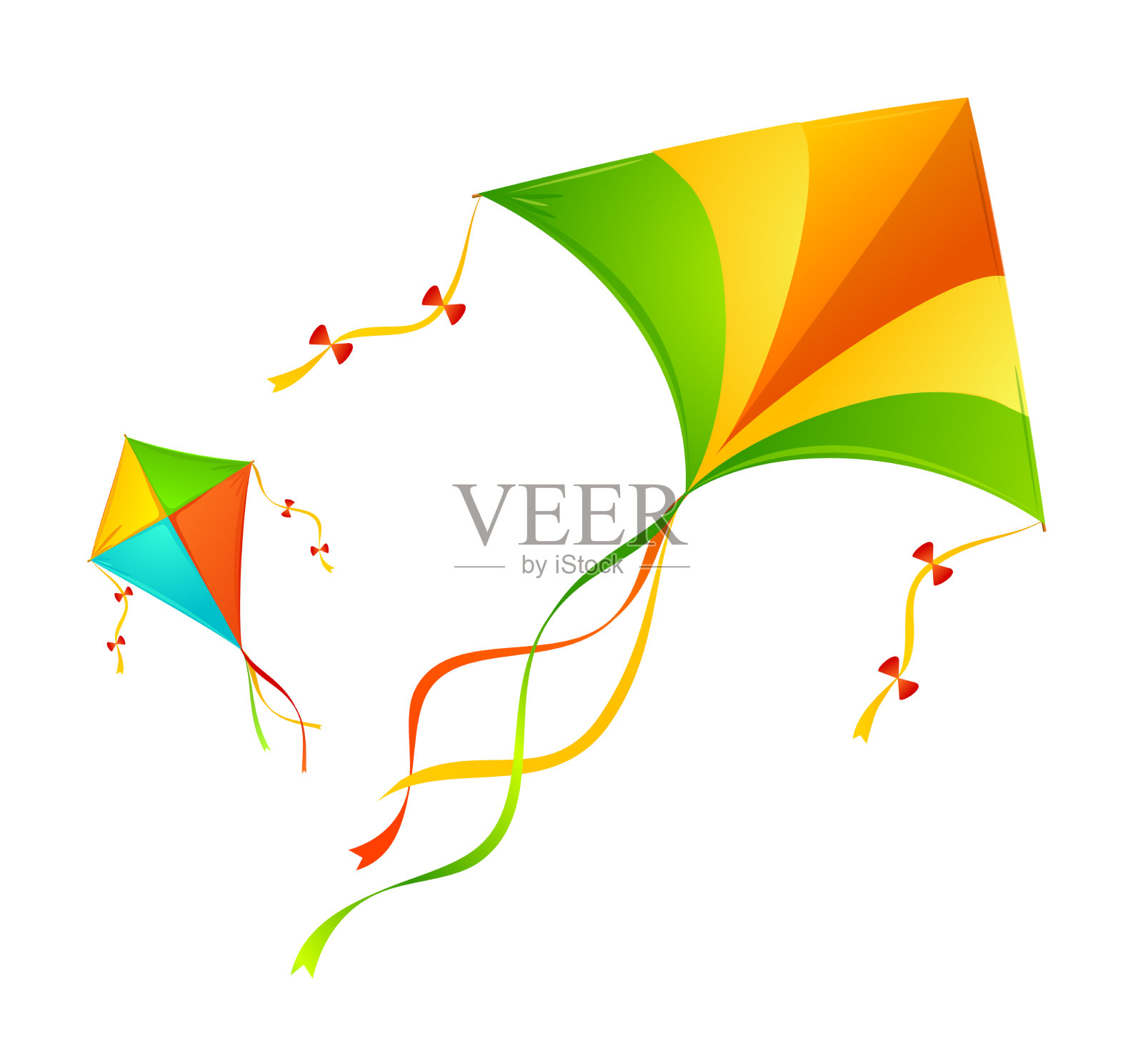 逼真详细的3d风筝玩具集设计元素图片