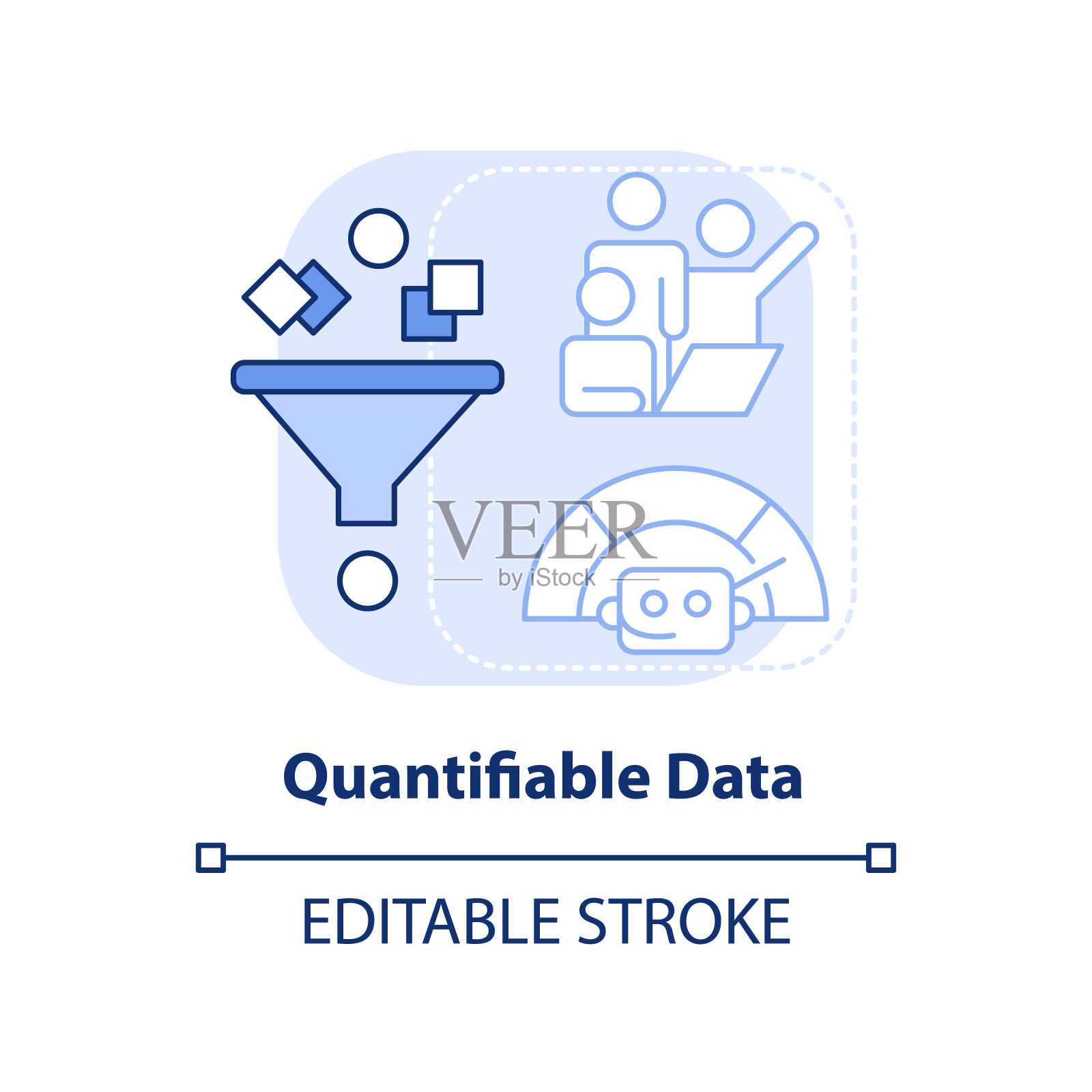 可量化数据淡蓝色概念图标插画图片素材