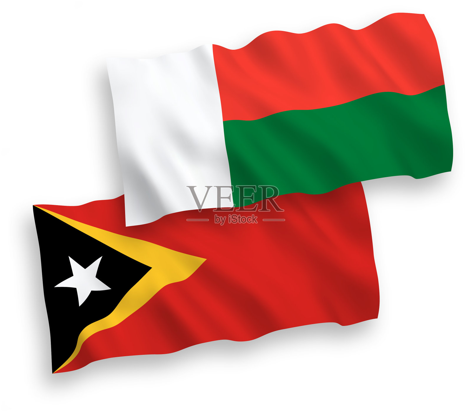 国旗上有东帝汶和马达加斯加的白色设计元素图片