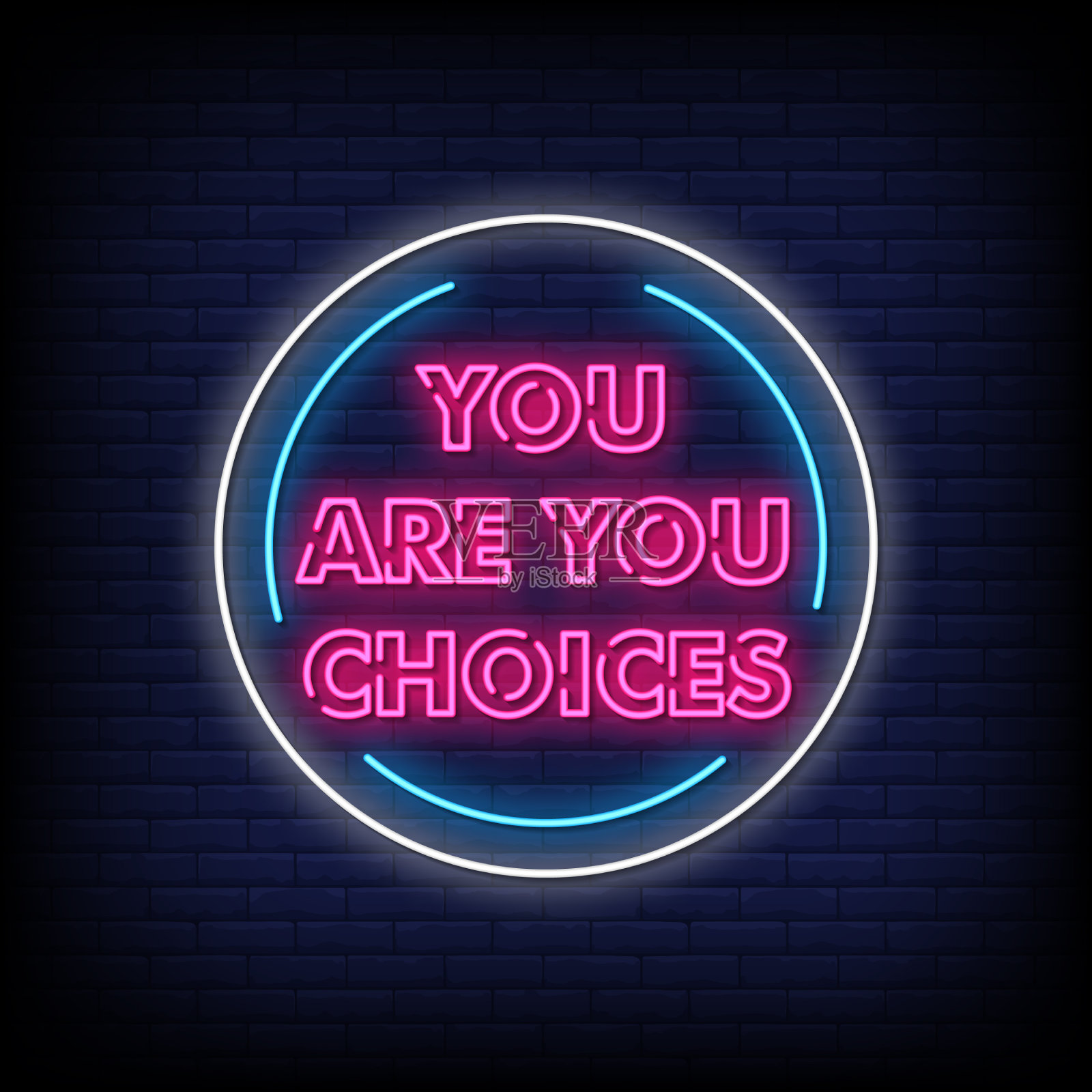 你是你选择的霓虹灯风格的文字插画图片素材