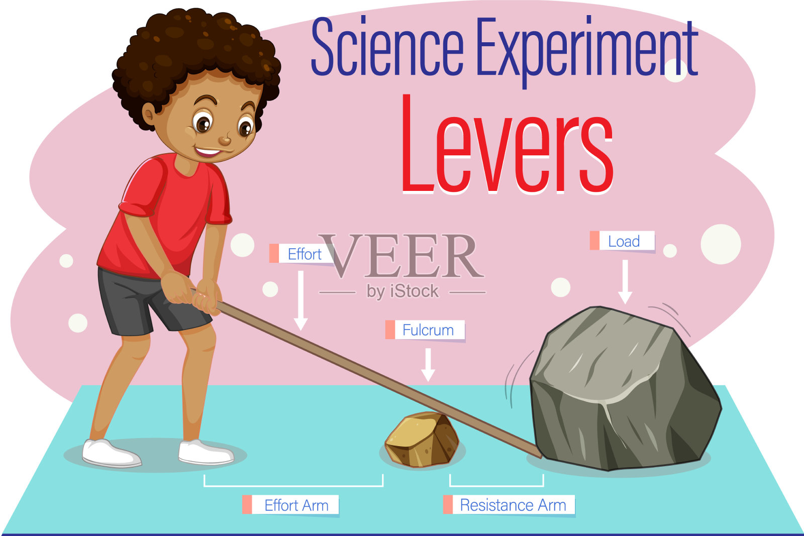 杠杆简单的机器科学实验插画图片素材