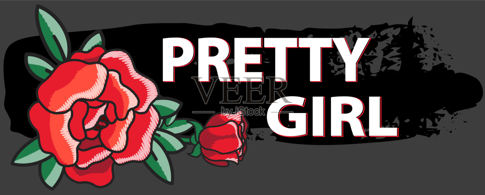 现代设计元素铭文和玫瑰插画图片素材