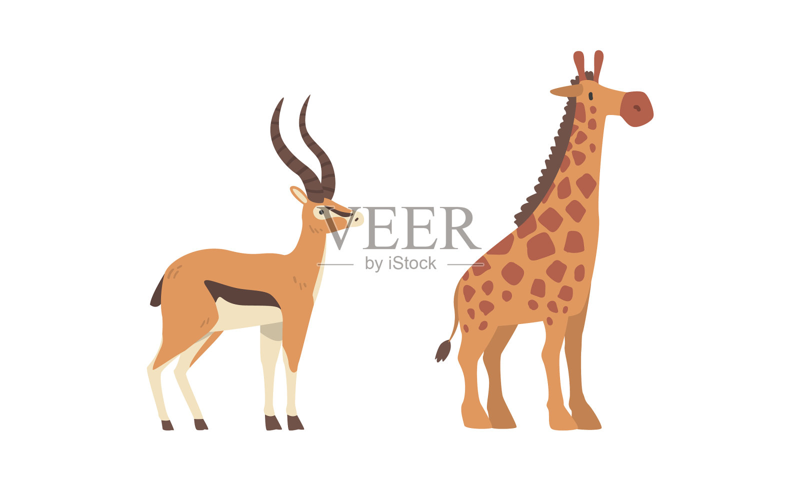 羚羊有角,长颈鹿有长脖子插画图片素材