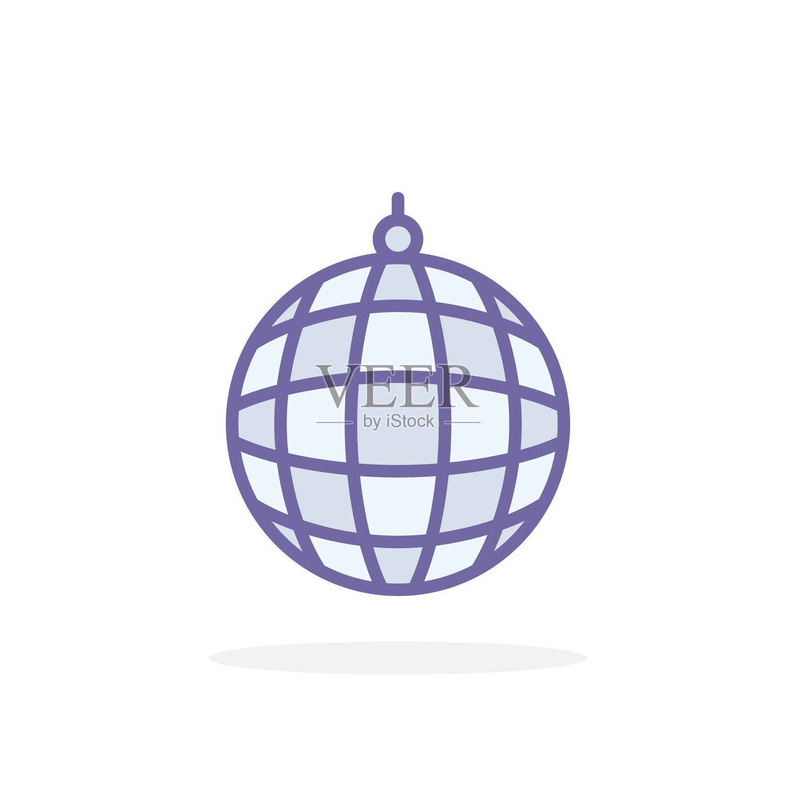 迪斯科球图标填充轮廓风格。插画图片素材