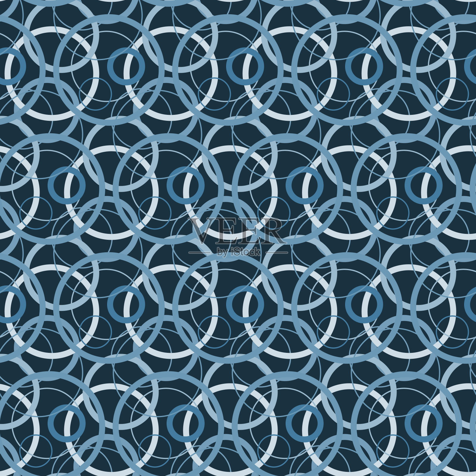 圆形球体无缝图案蓝灰色单色几何背景纺织品设计和包装纸插画图片素材