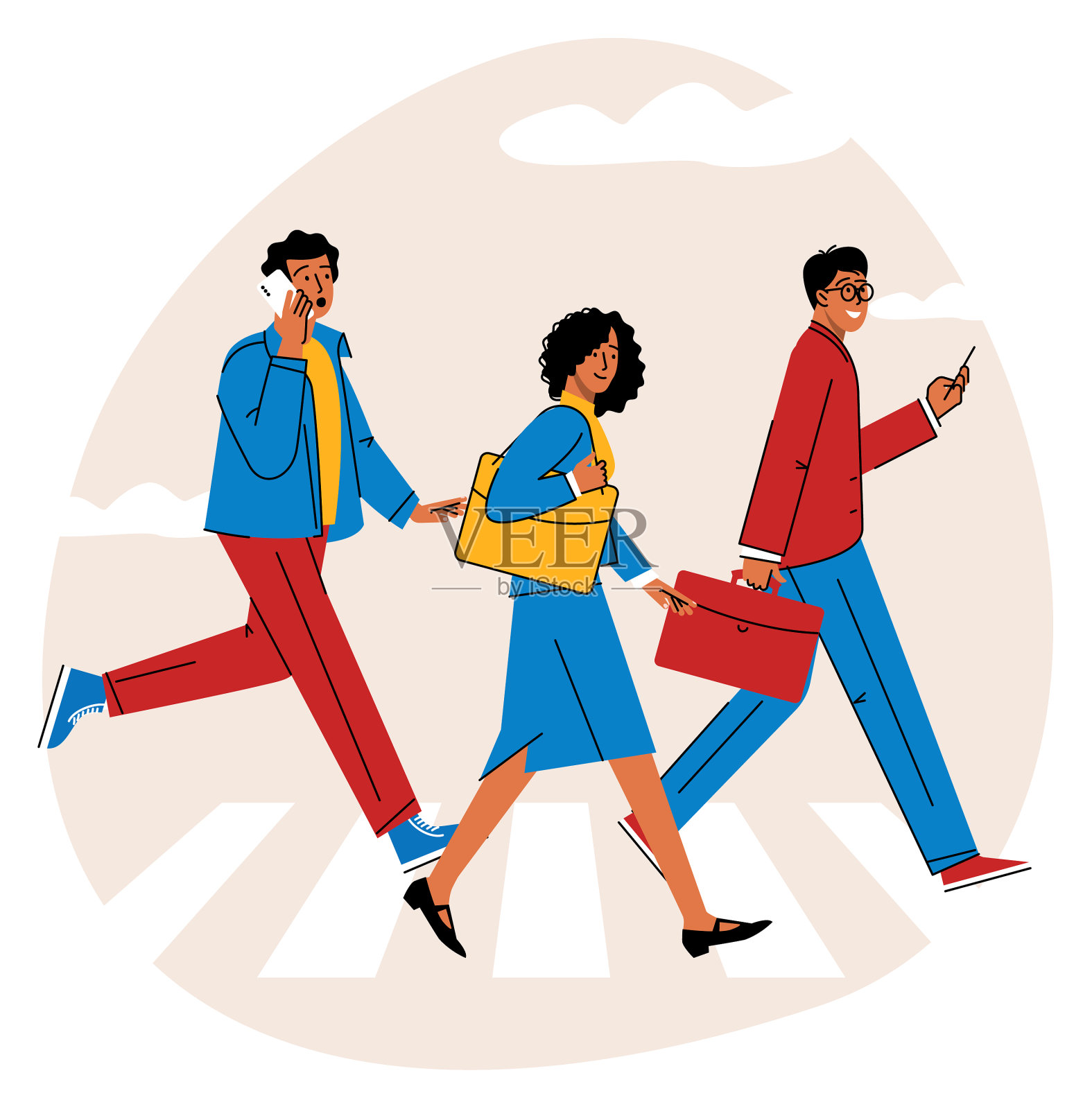 人行横道上的人们设计元素图片