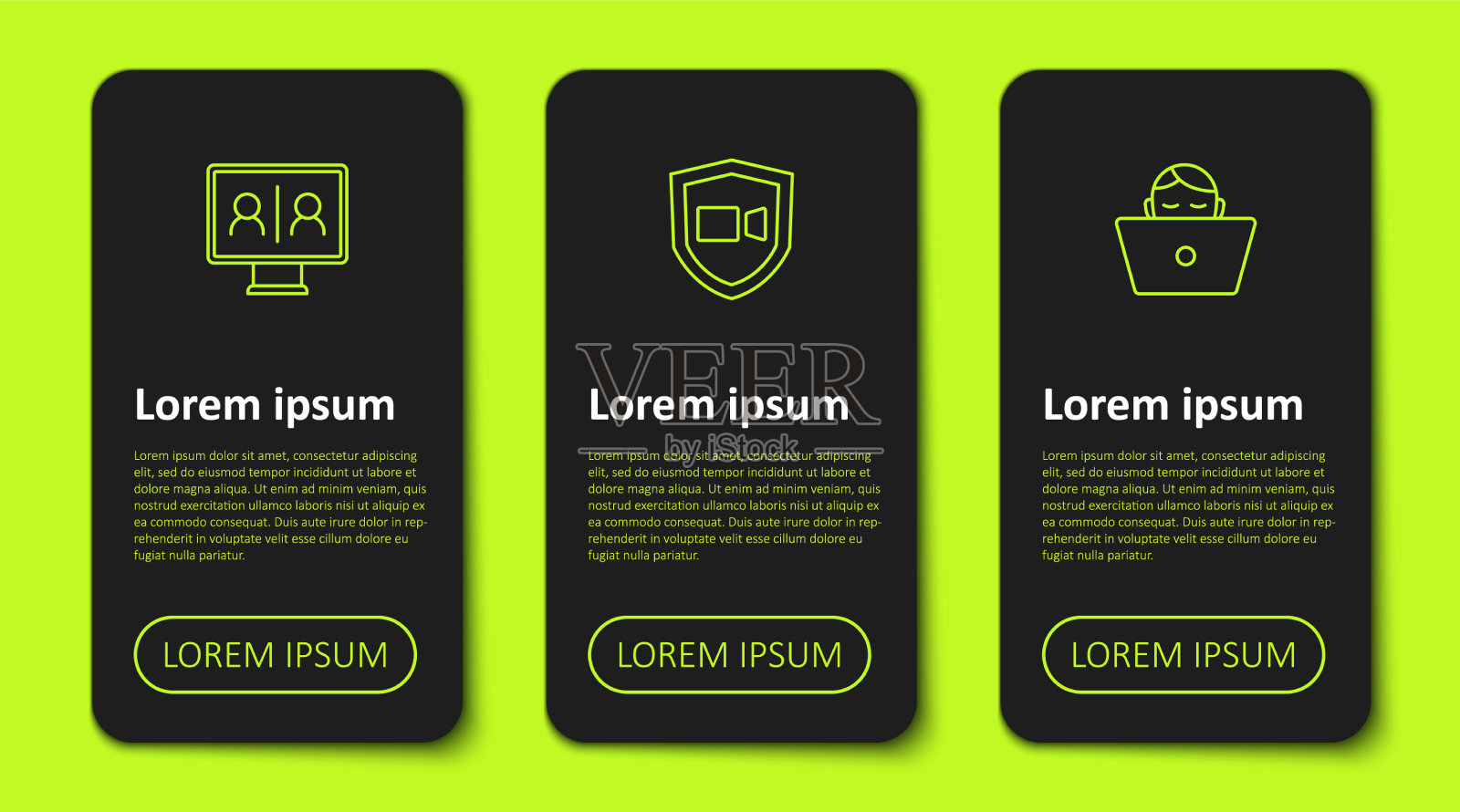 设置在线视频聊天会议和自由职业者图标素材