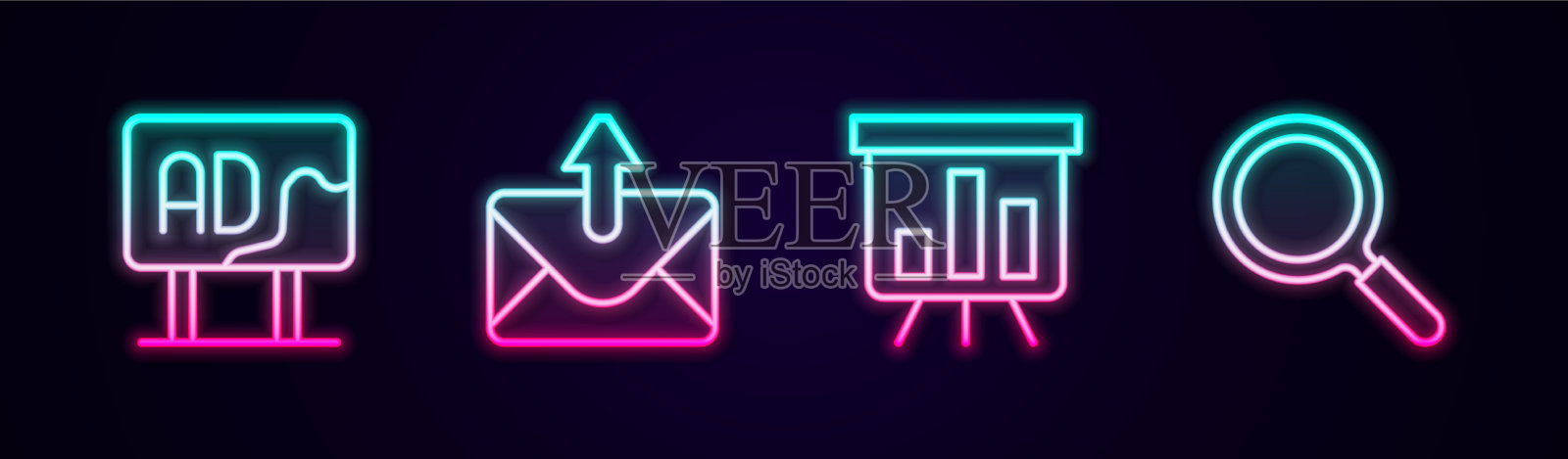 设置行广告邮件和电子邮件板图标素材