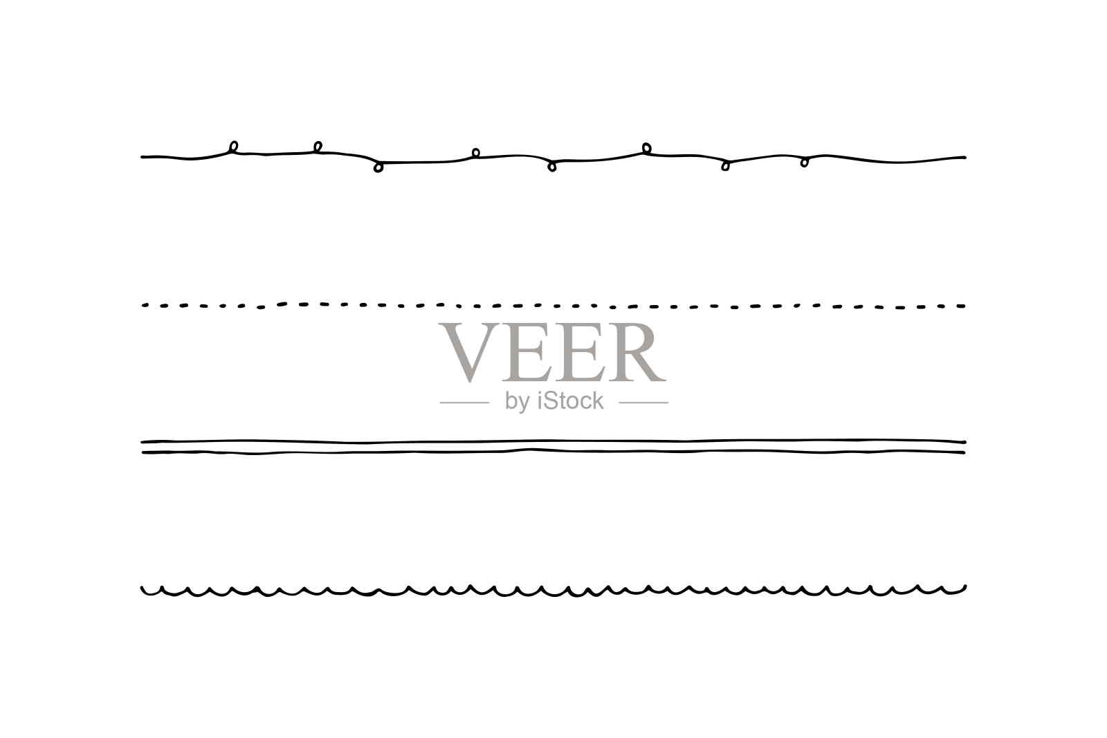 简单的手写装饰线集插画图片素材