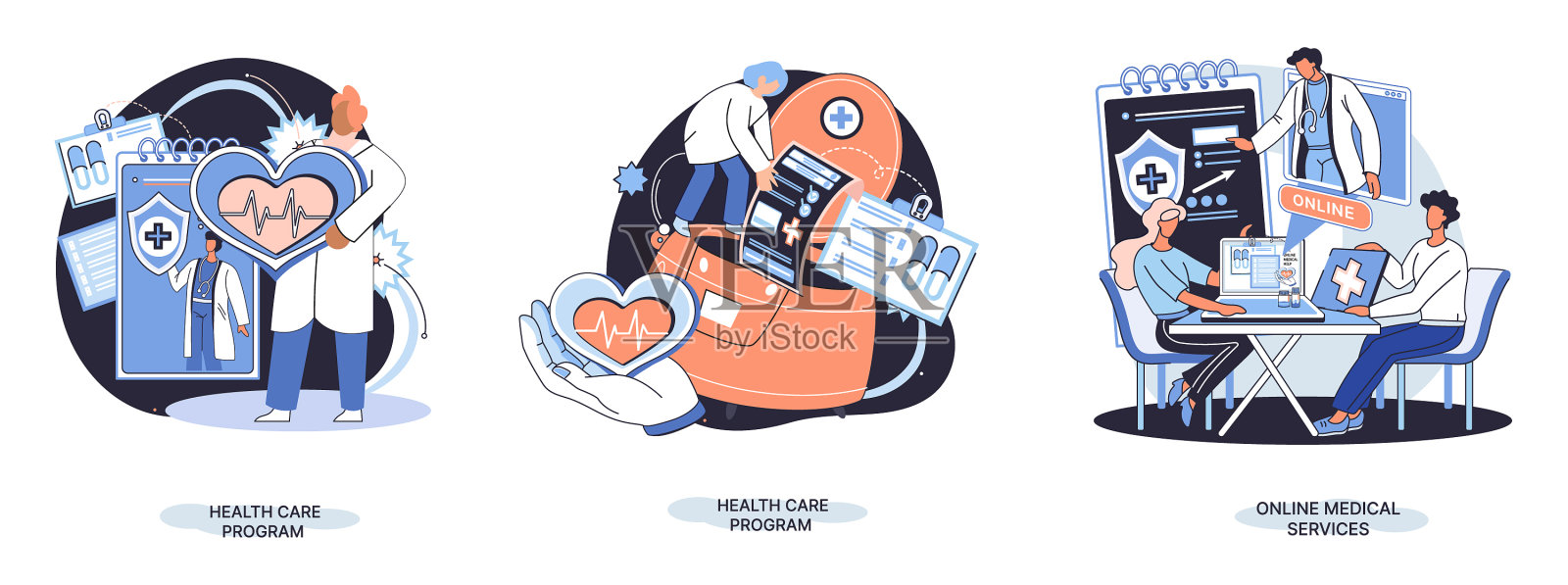 在线医疗服务好比咨询插画图片素材