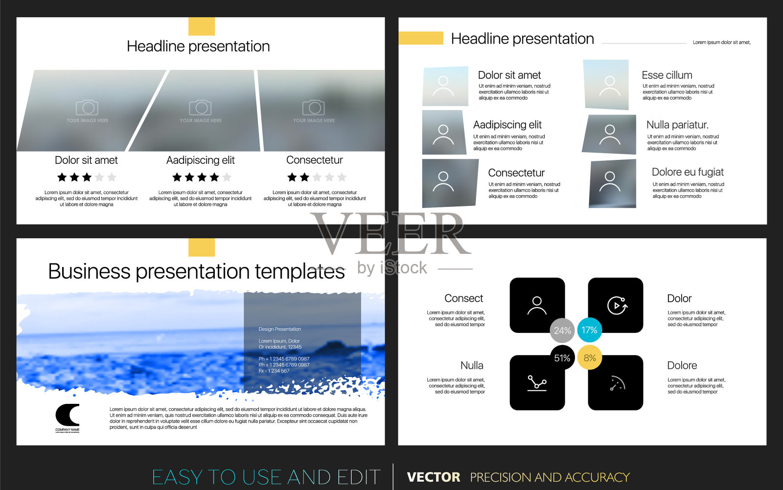 具有可编辑的创意演示模板插画图片素材