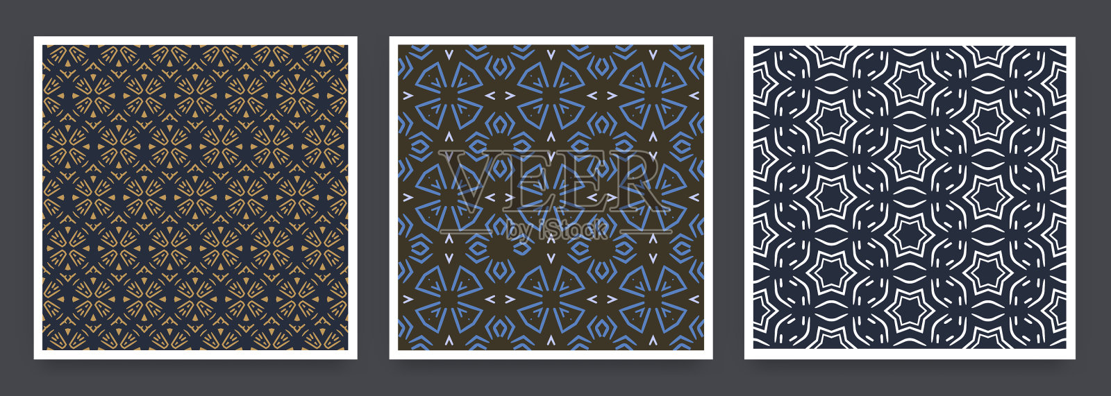 一组无缝的抽象最小模式插画图片素材